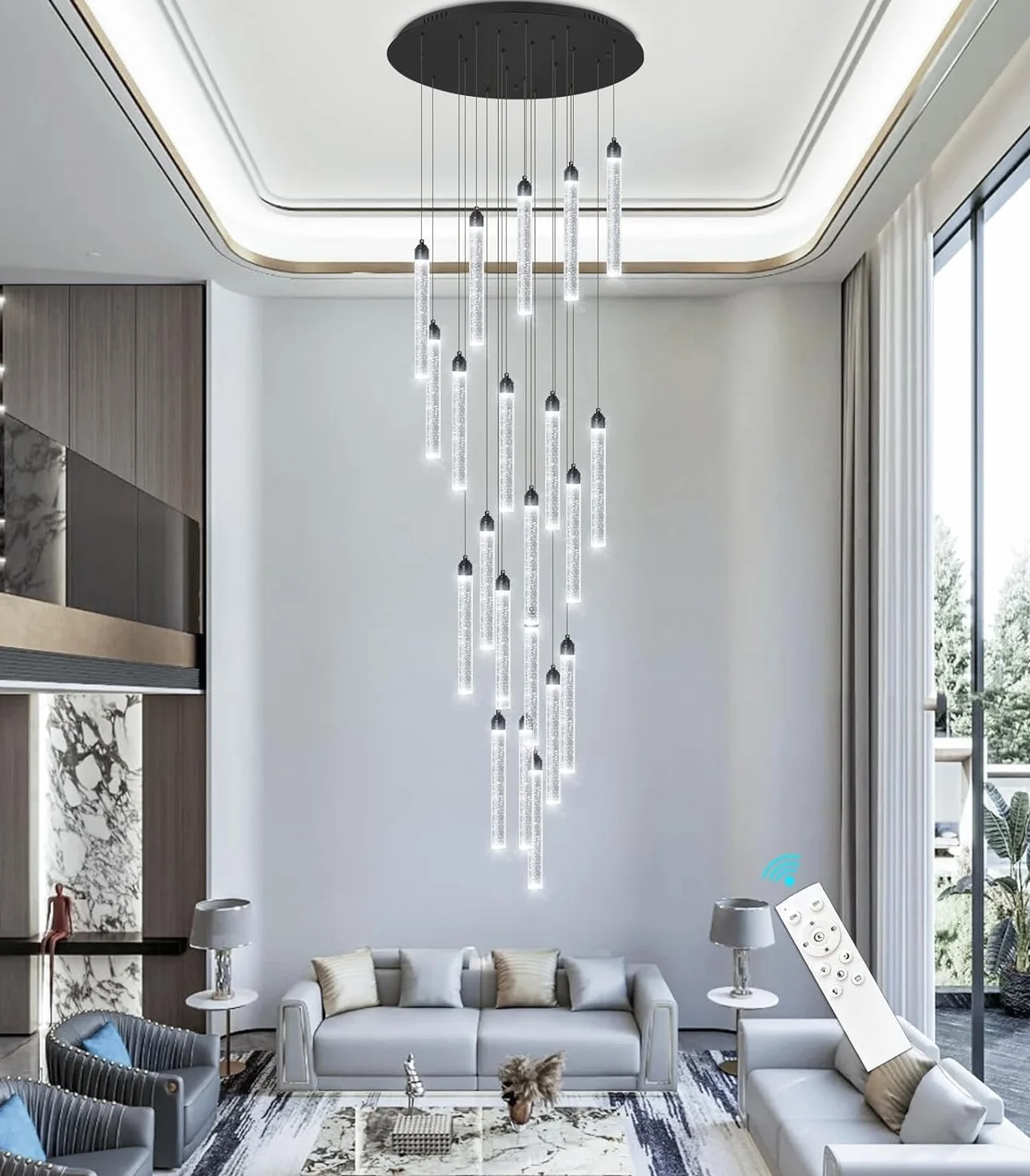 Lampa wisząca LED nowoczesny kryształowy spadek wysoki żyrandol sufitowy oprawa oświetleniowa duża lampa wejściowa wewnętrzne żyrandole oświetleniowe do salonu wejście przedpokój schody