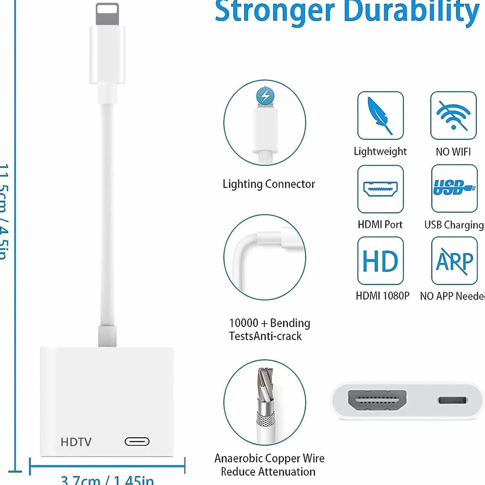 Oliveria Adapter Lightning HDMI, 【MFI Zertifiziert】 Adapter iPhone HDMI do iPhone'a 14/13/12/11/XS/XR/8/7/iPad, Plug and Play