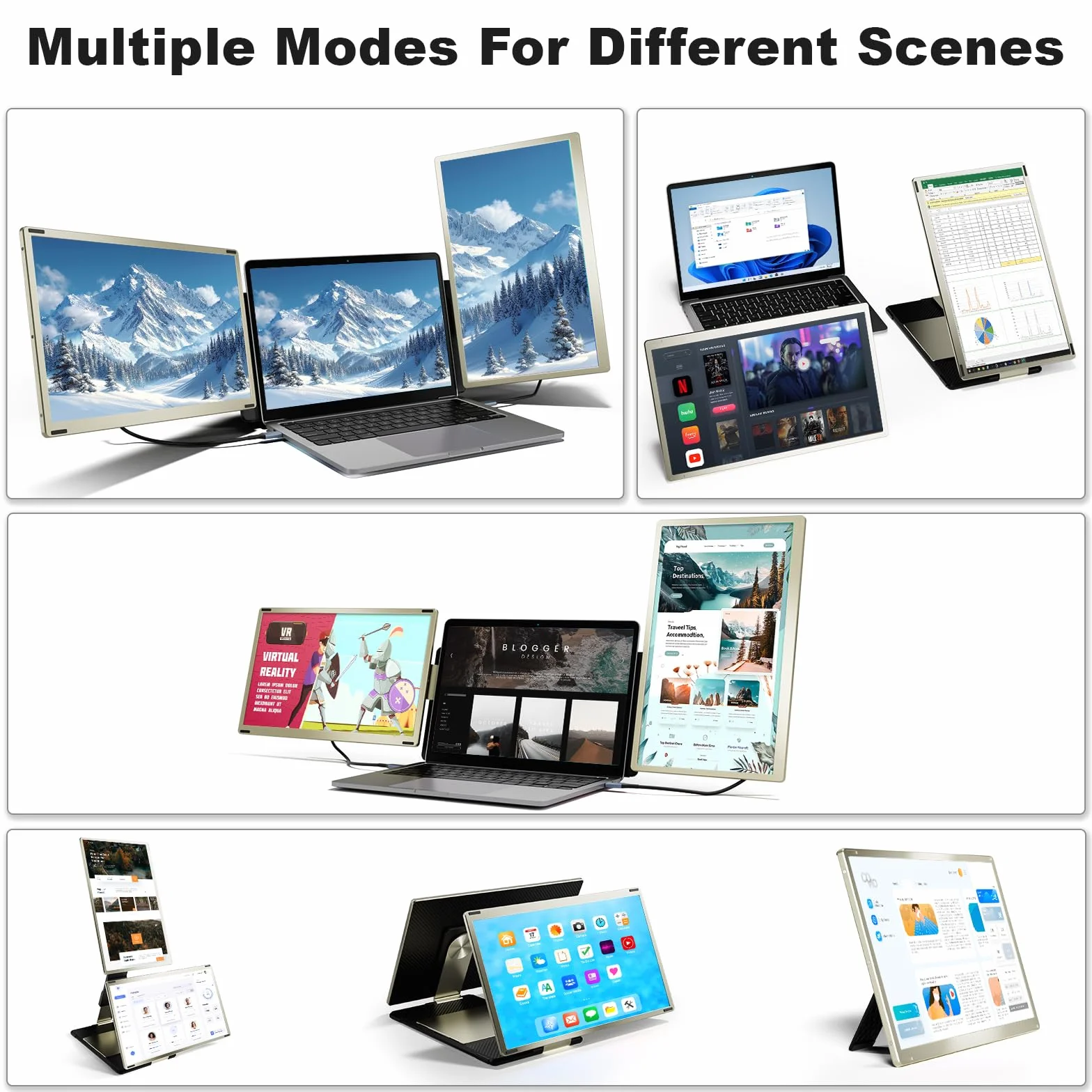 KEFEYA Ecran Portable 15.6" Convient à Toutes Les Tailles Laptops 120% sRGB, FHD 1080P Moniteur Portable HDMI/USB-C/USB-A Plug & Play Laptop Screen Extender pour Mac Windows Chrome