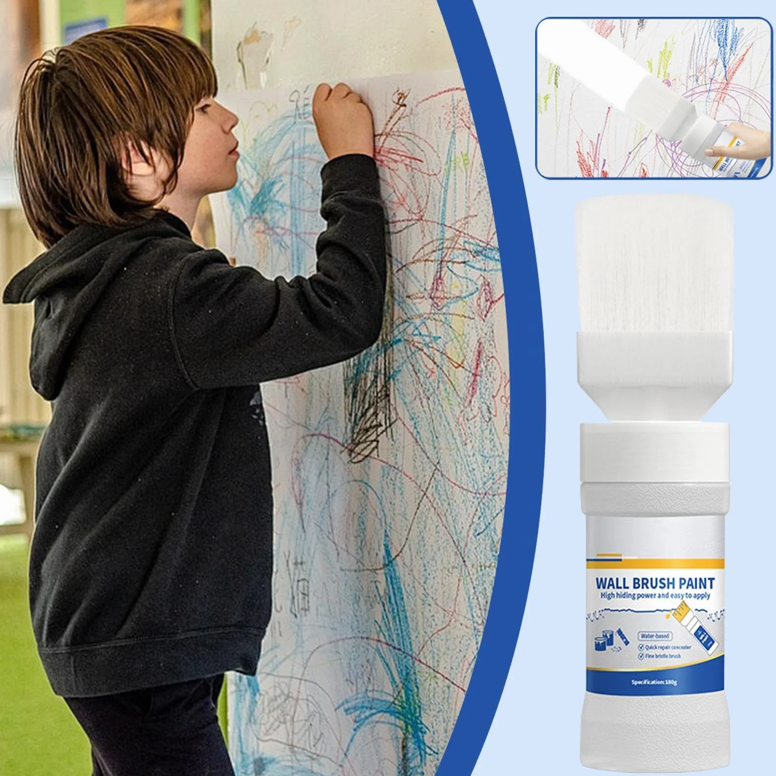 Wall Repair Paste, Safe Wall Touchup Paint, White Ceiling Paint, Wall Touchup Kit, Wall Stain Remover Paint, Paint With Brush For Walls, Home Wall Repair Kit, 180g Wall Repair Paste