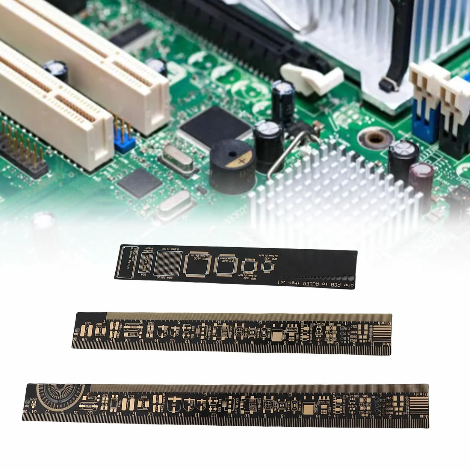 Marhynchus Wielofunkcyjna linijka PCB 15/20/25 cm narzędzie pomiarowe dla elektroników – zintegrowane wielofunkcyjne narzędzie z tworzywa sztucznego – 26 cm