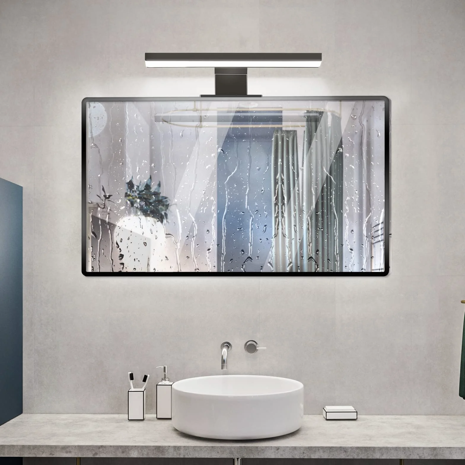 ERWEY Lampa Łazienkowa LED 2 w 1, IP44, Do Lustra, Czarna, Zimna Biel, Oświetlenie Toaletki, 230 V, Szafka, Lustro Do Zabudowy, Zaciskowa (30 cm, 6000 K, 5 W)