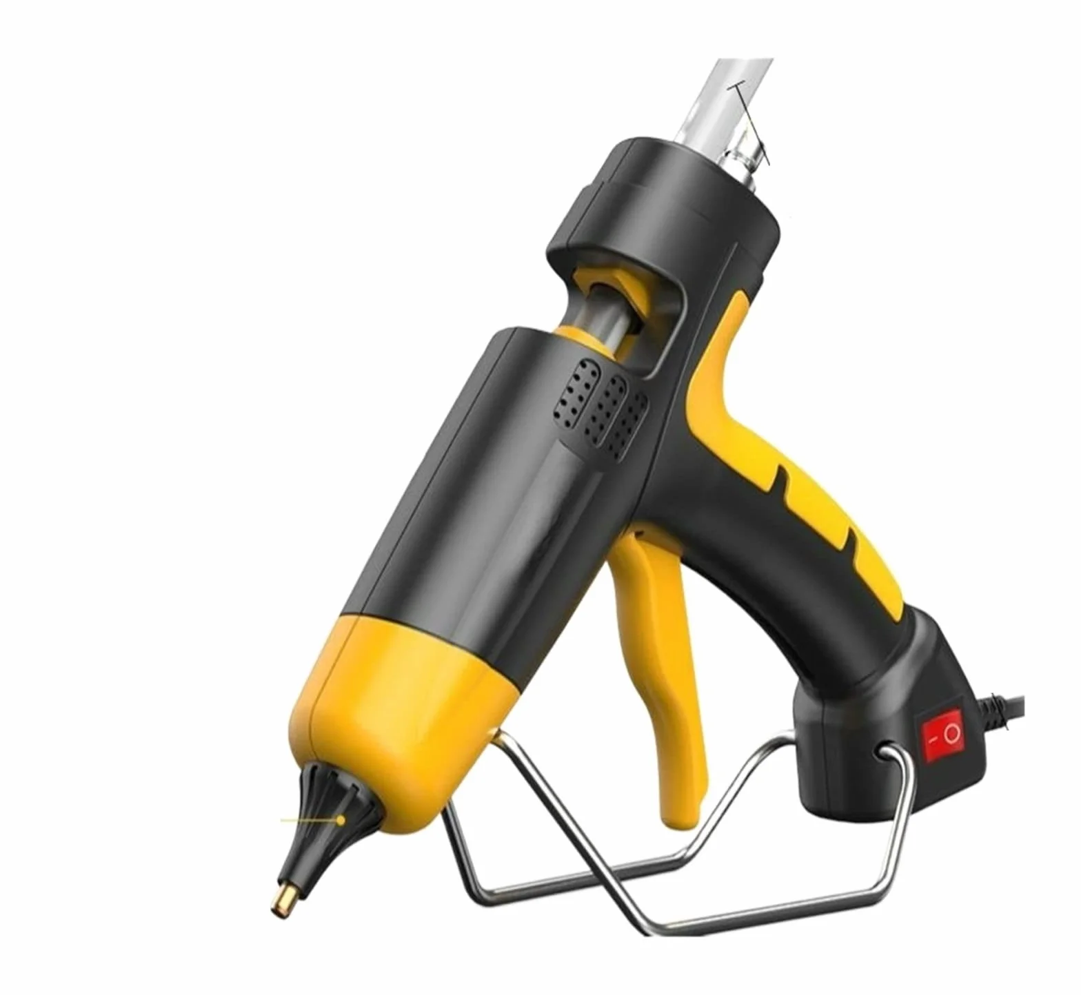 Profesjonalny pistolet do klejenia na gorąco regulowana temperatura 11mm kleje termiczne w sztyfcie narzędzia do rękodzieła DIY z miedzianą dyszą(Switch-Yellow)