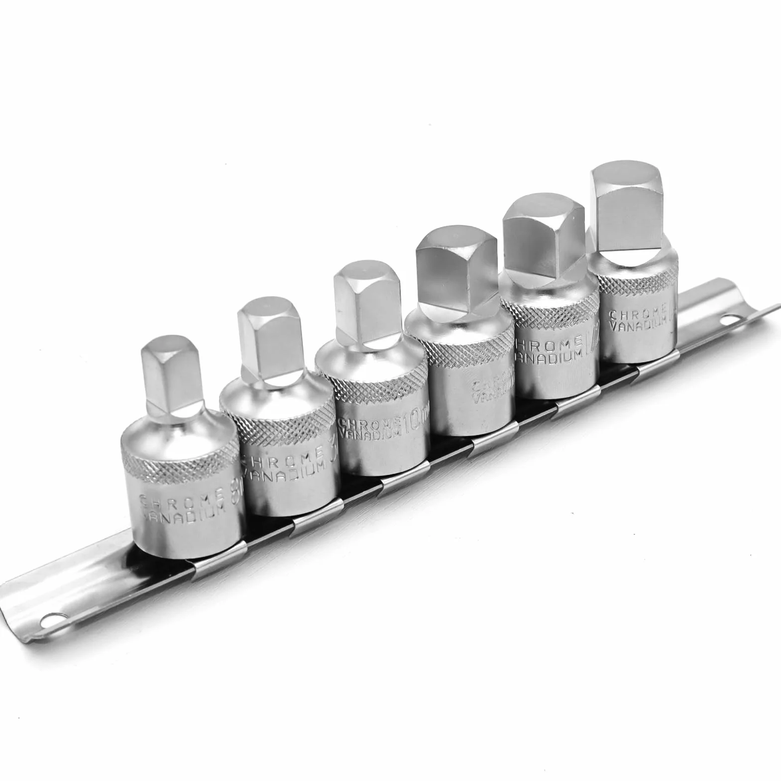 DAKCOS Zestaw kluczy do korka spustowego oleju, napęd 1/5.1 cm, 6 szt. Zestaw nasadek serwisowych oleju metryczny 8 mm/10 mm/12 mm/14 mm, 3/20.3 cm 1/5.1 cm, CR-V