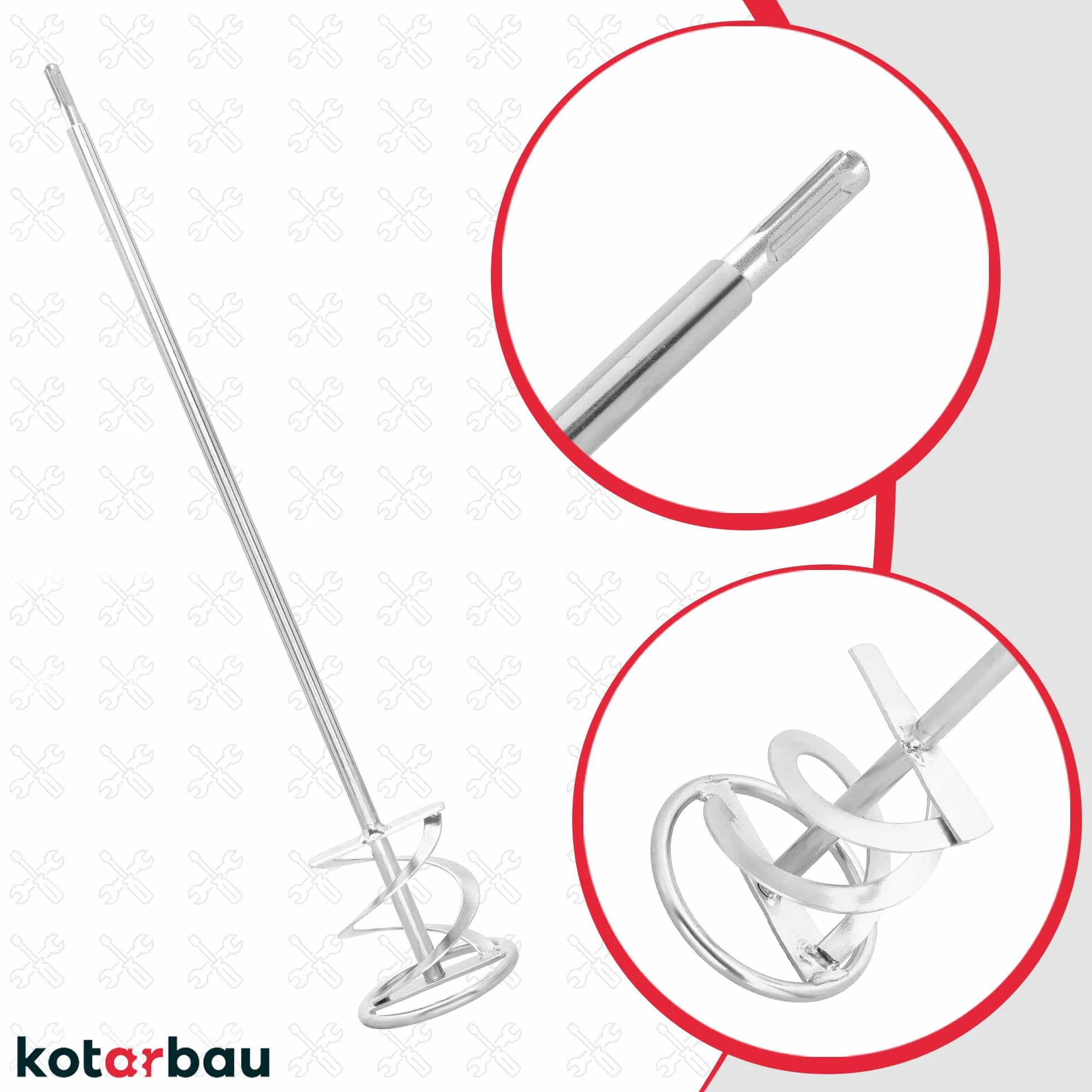 KOTARBAU® Mieszadło spiralne 100 mm do cementu, tynku, gipsu, farb, mieszadła, mieszadła okrągłego, mieszadła kolorowego, mieszadła gipsowego SDS Plus