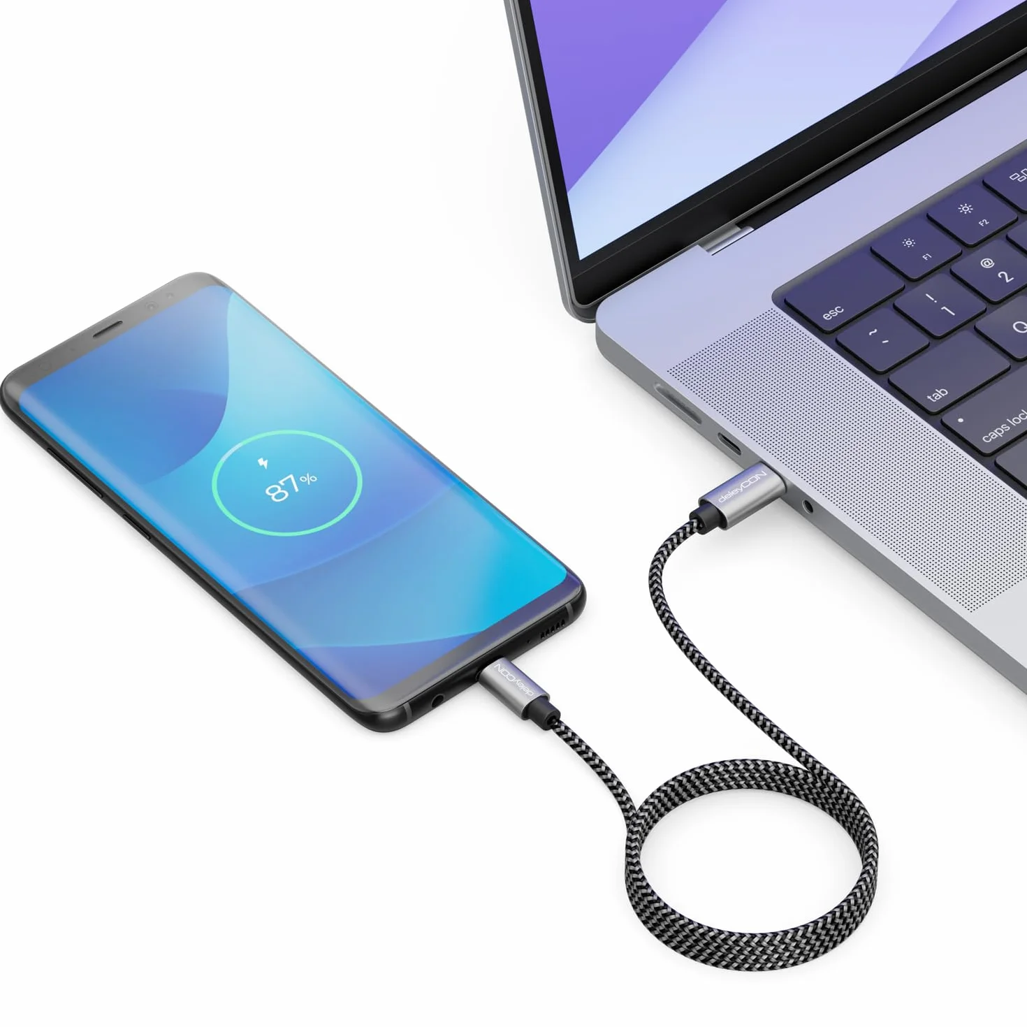 deleyCON 2m Kabel USB-C do Micro USB ładowanie danych czarny