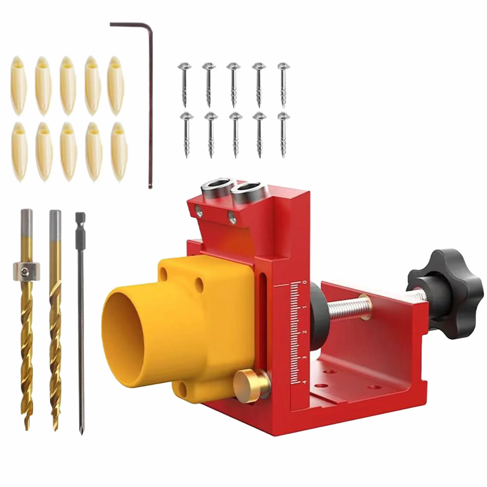 Pocket Hole Jig Kit, regulowany przewodnik po wierceniu drewna z systemem zbierania kurzu, precyzyjna lokalizator do montażu szafek, biurka i mebli, hobby lub projektów