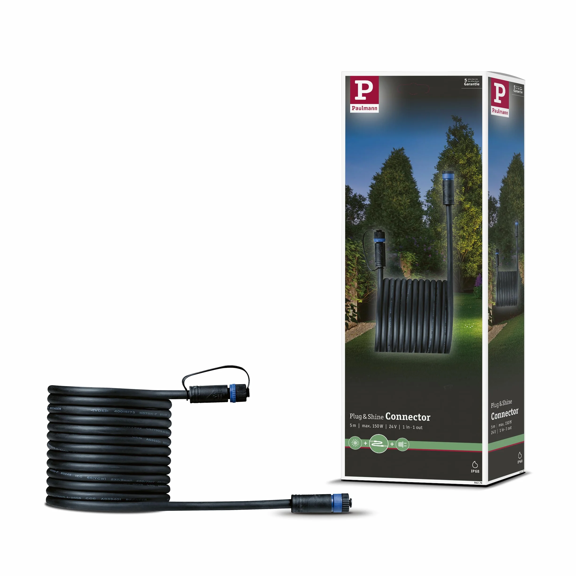 Paulmann 94276 Kabel Plug & Shine, 5 m, IP68, czarny