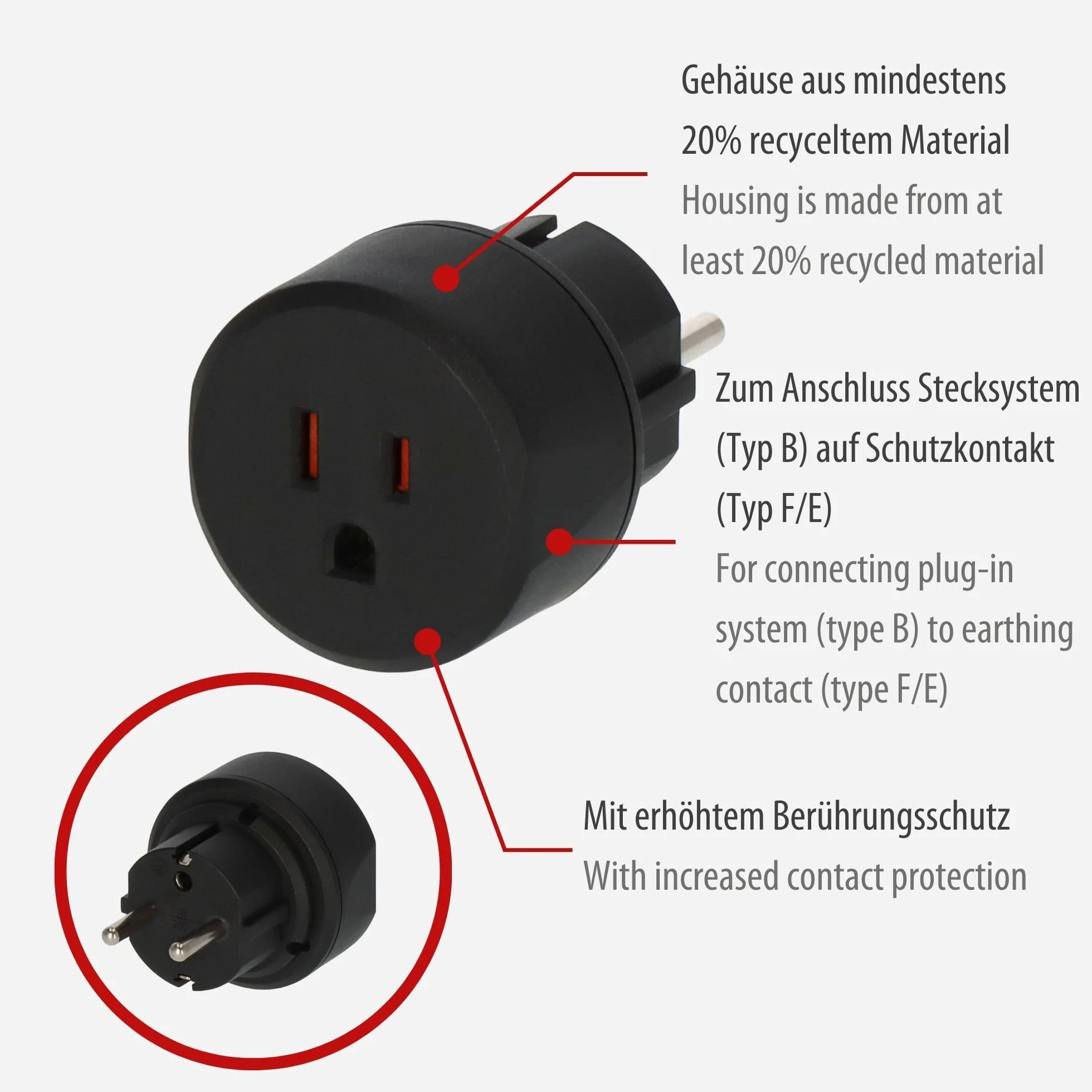 Brennenstuhl Adapter Czarny 50 x 50 x 65 mm