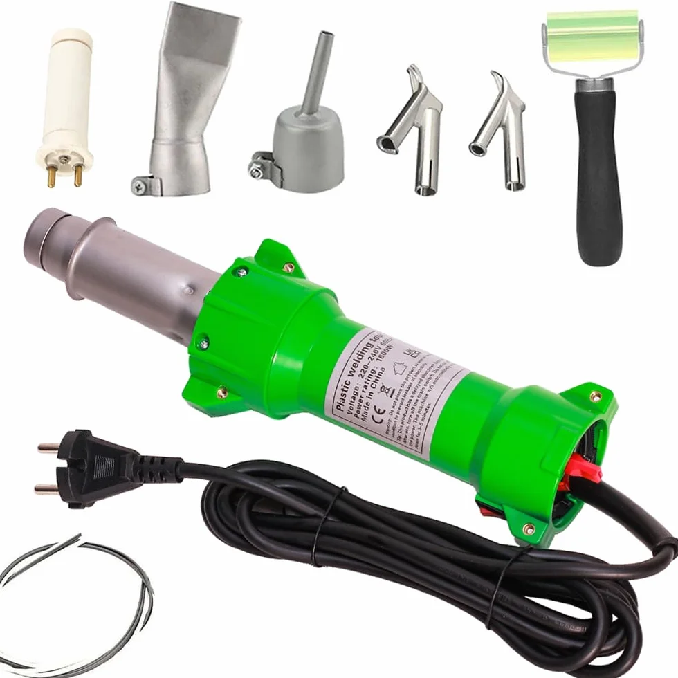 Profesjonalny pistolet do spawania termicznego 1600 W do spawania tworzyw sztucznych lutownica na gorące powietrze Hot Air Gun, z dyszami spawalniczymi z dyszami do szybkiego spawania