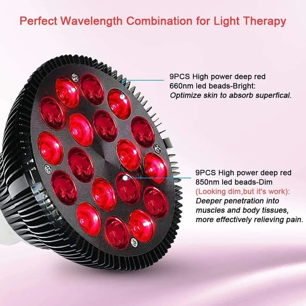 Czerwona lekka Lampa terapii 54W LED podczerwone urządzenie terapeutyczne 660nm 850nm do pomiaru bólu Anti starzejące się wzrost włosów