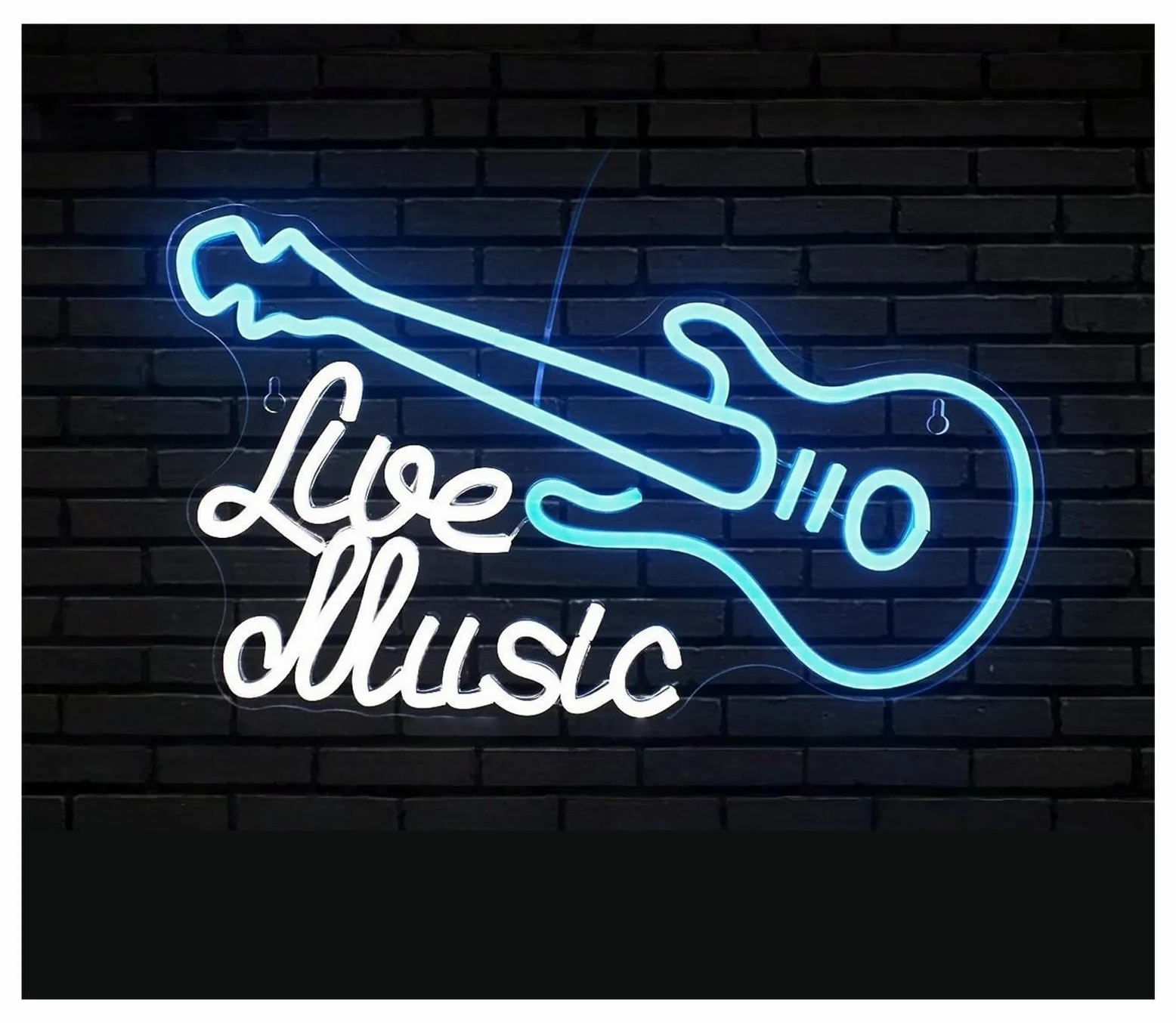 Wiszące neony artystyczne Neon "Muzyka Na Żywo" Z Zasilaniem USB, Gitara, Dekoracja Ścienna Do Pokoju Muzycznego, Lampy Do Baru, Studia, Klubu, Imprezy, Dekoracyjne, 24x42cm