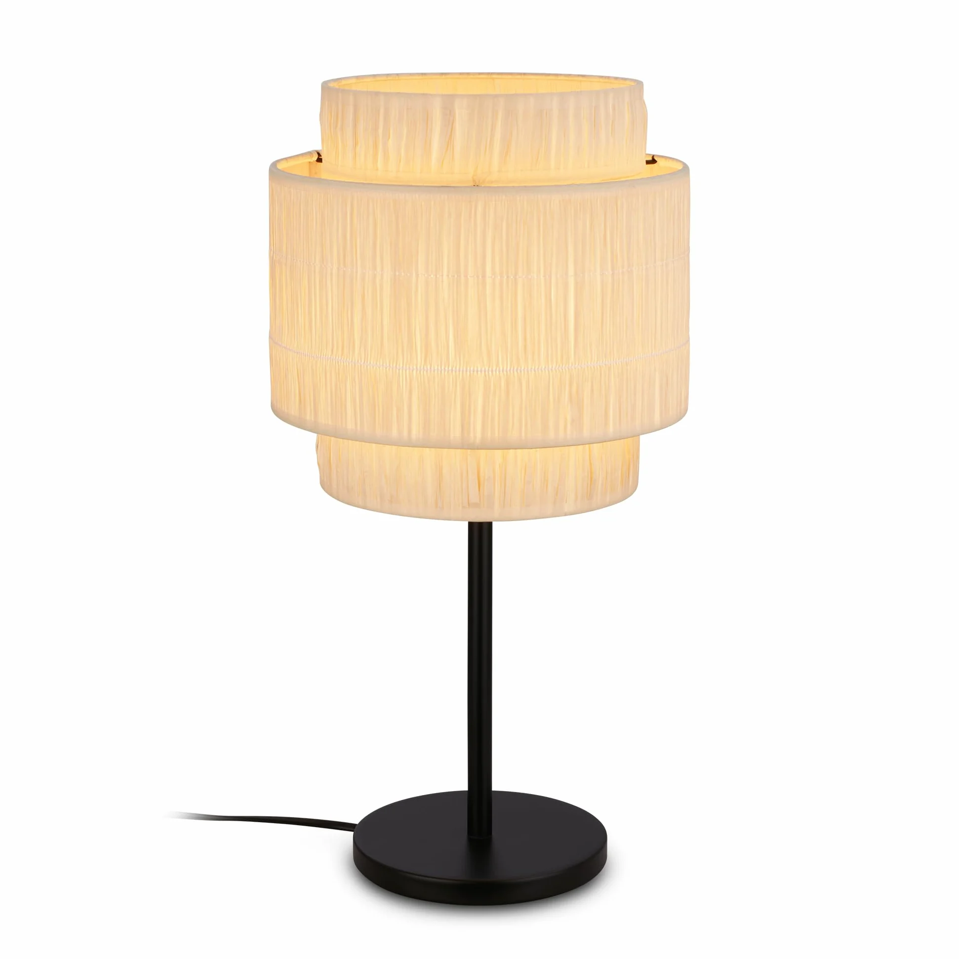 BRILONER - Lampa stołowa z kloszem typu łykowego, przełącznik kablowy, E27, maks. 10 W, lampa, boho, estetyczny, lampka nocna, lampa stołowa, lampa dekoracyjna, lampa do korytarza, lampa biurowa,