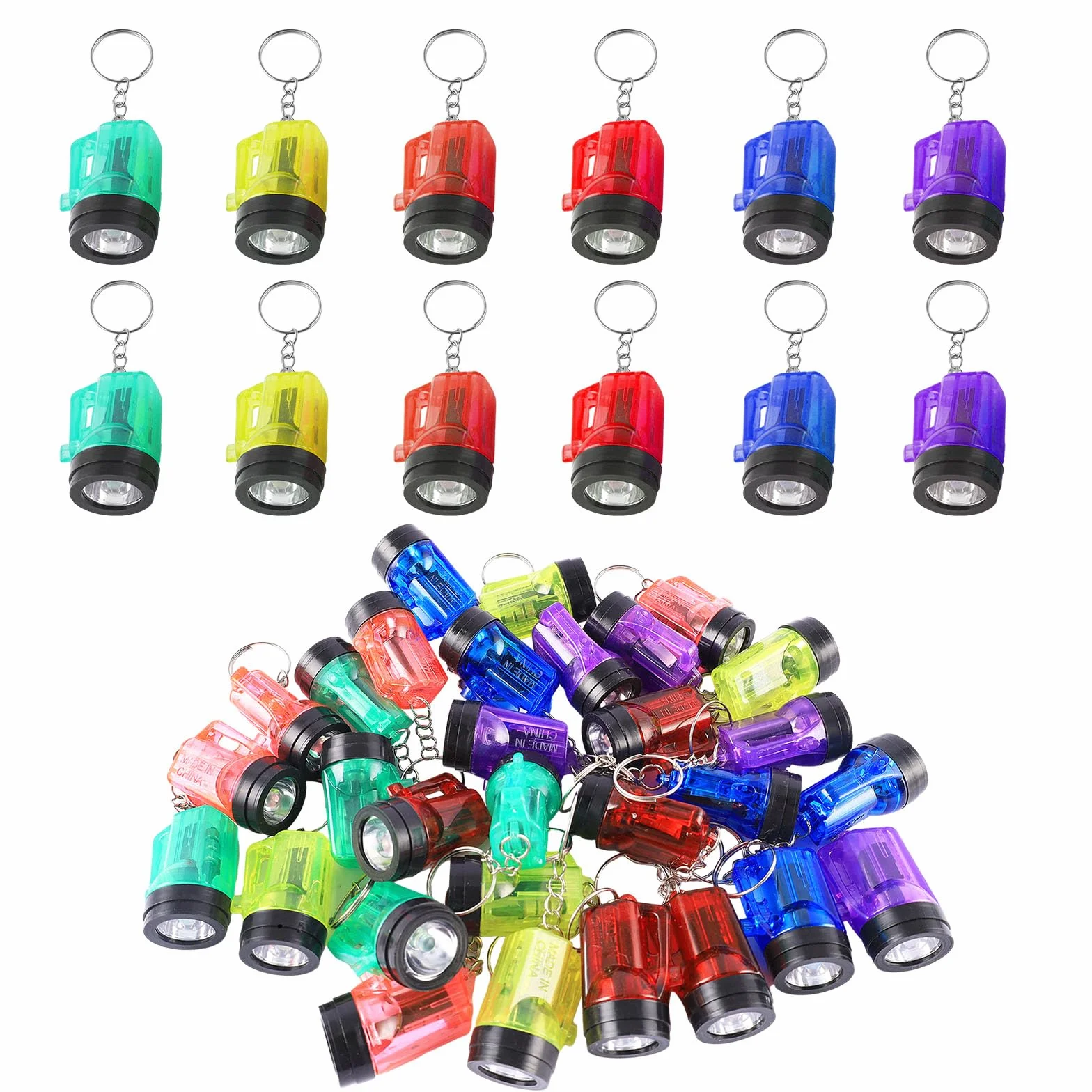 Mini latarka do kluczy, 30 sztuk, mała latarka dla dzieci, 4 cm, mini latarka, latarka kieszonkowa na kemping, wędrówki, przypadkowy kolor