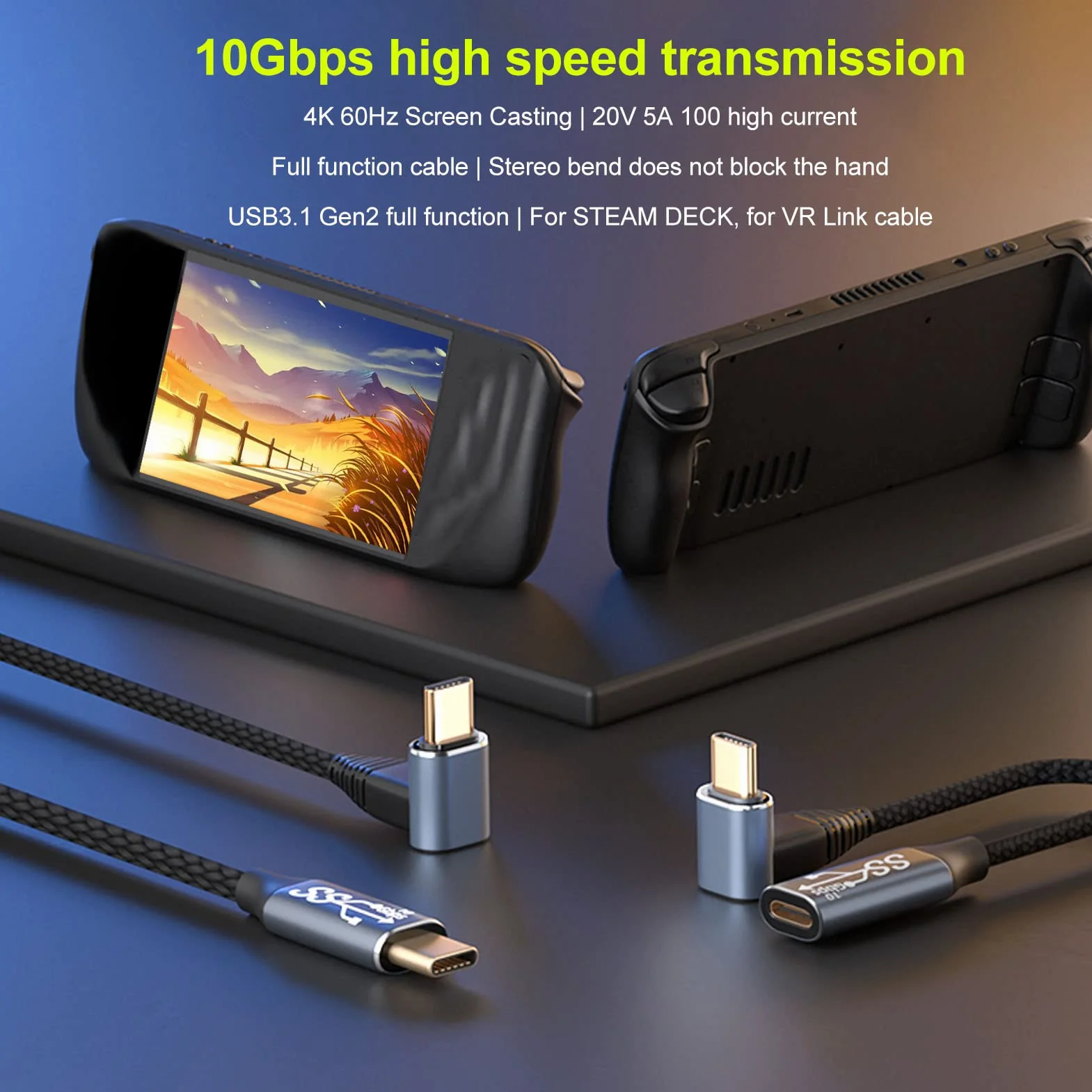 Kabel USB C na USB C 90 Stopni 100 W Kątowy Typ C PD Szybkie ładowanie 4K 60Hz USB 3.2 Gen2 150 cm