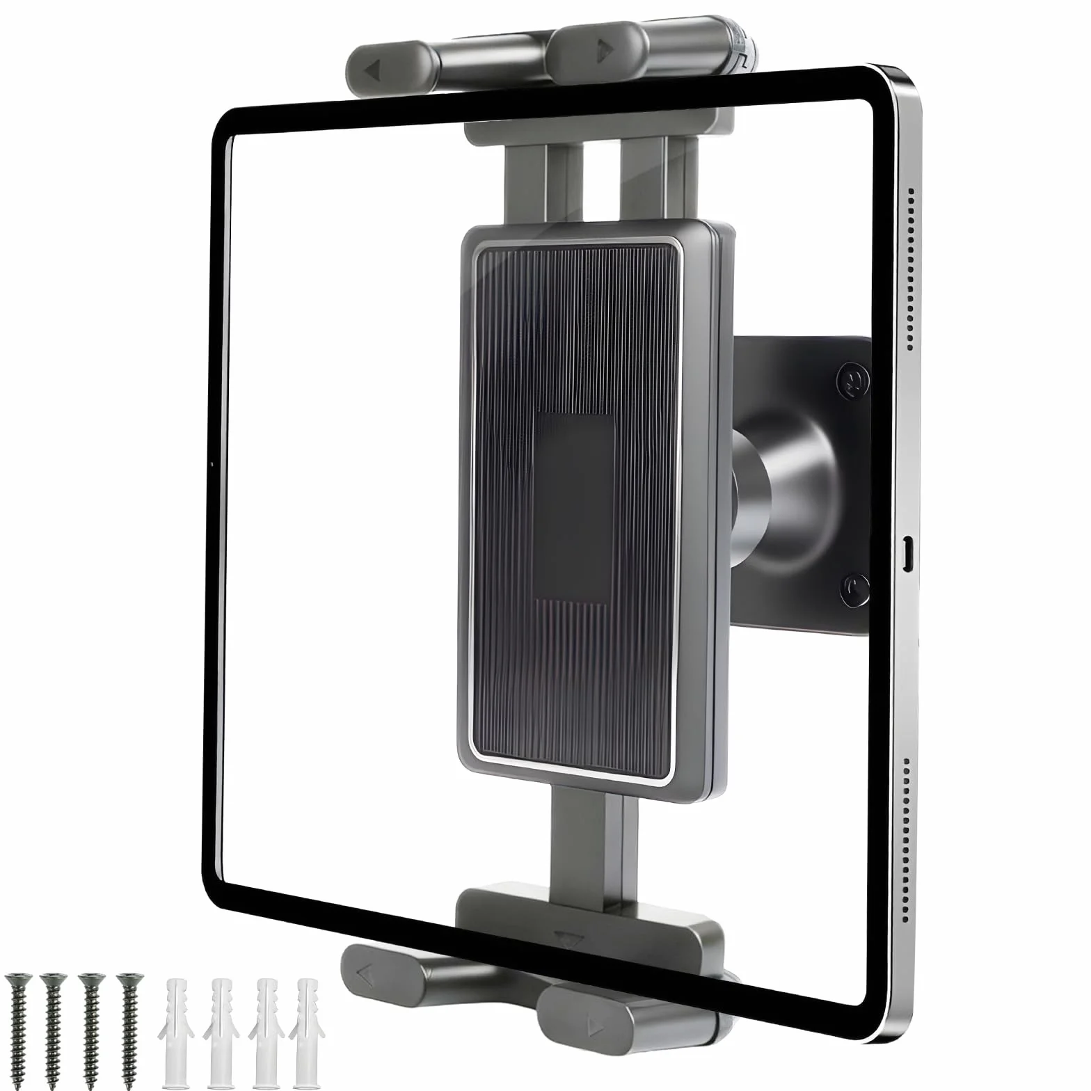 HOTUT Uchwyt ścienny na tablet, aluminiowy uchwyt ścienny na iPada, regulowany o 360°, składany stojak na tablet do łóżka, regulowany do iPadAir/Mini Samsung Galaxy 11.9 cm"-32.8 cm