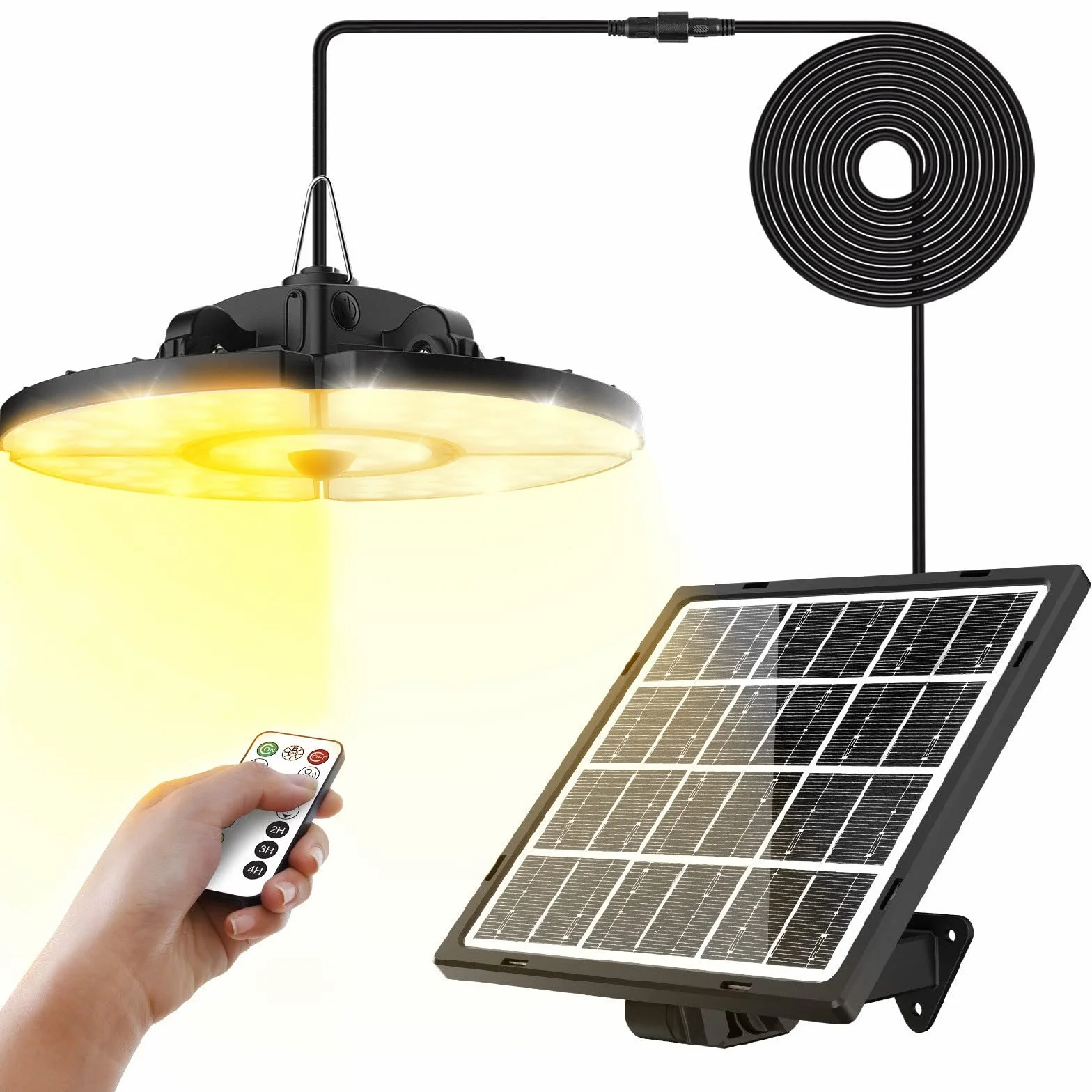 MEIKEE Lampy solarne do użytku na zewnątrz, z czujnikiem ruchu, 76 diod LED, super jasne, 5 trybów pracy, 2500-6500 K, kąt świecenia 270°, lampa solarna i ładowanie przez USB, lampy solarne do