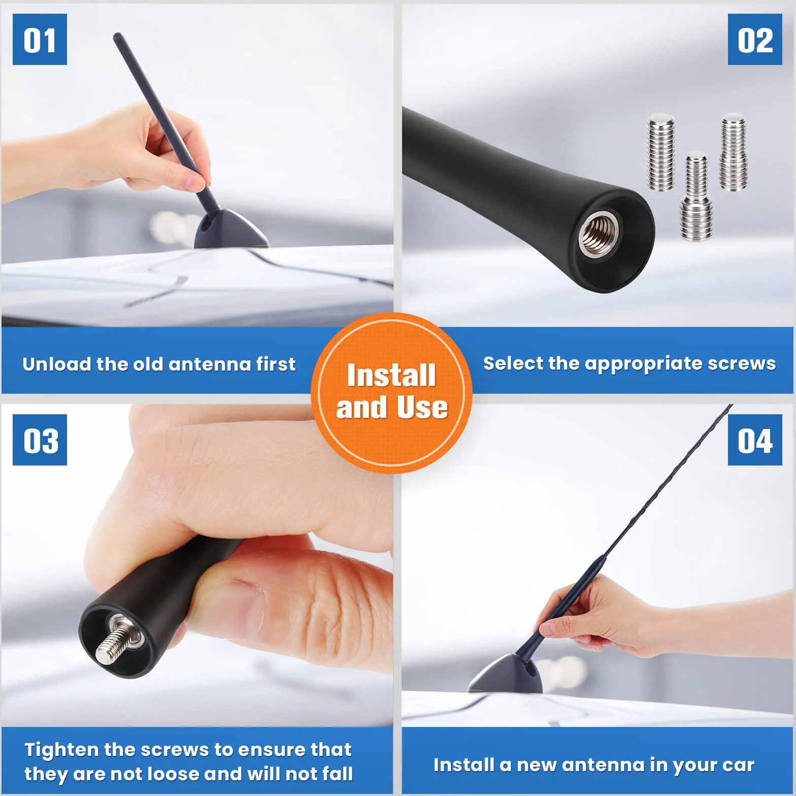 PAIRIER Antena samochodowa Radio samochodowe Antena dachowa Uniwersalna samochodowa antena dachowa dla optymalnego odbioru AM/FM z superkompatybilnością M4, M5, M6 (40CM)