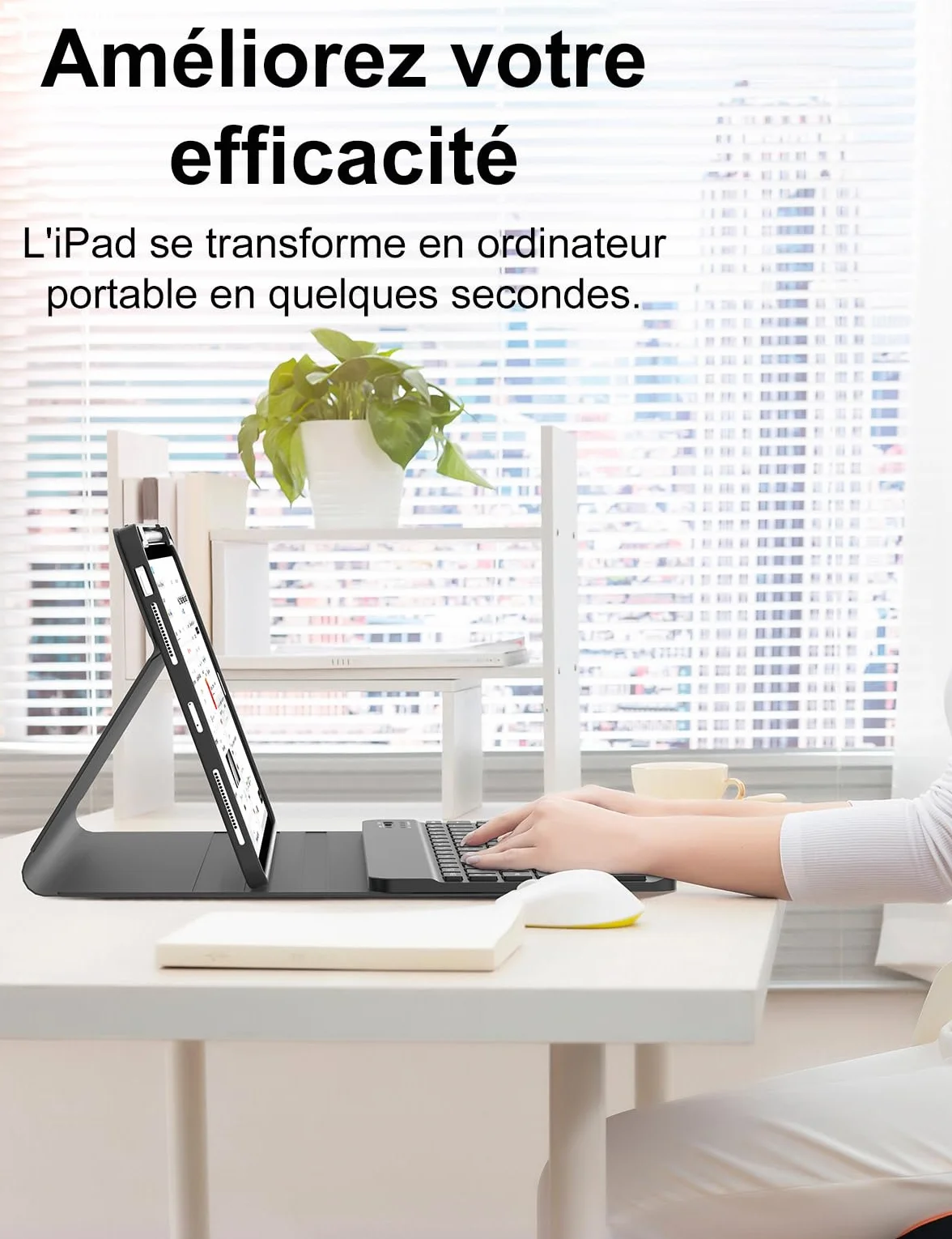 FOGARI Klawiatura do iPada 10/11 generacji 2022/2025, AZERTY bezprzewodowa klawiatura Bluetooth, etui z uchwytem na ołówki do iPada 10 generacji/A16 (10,9 cala), czarna