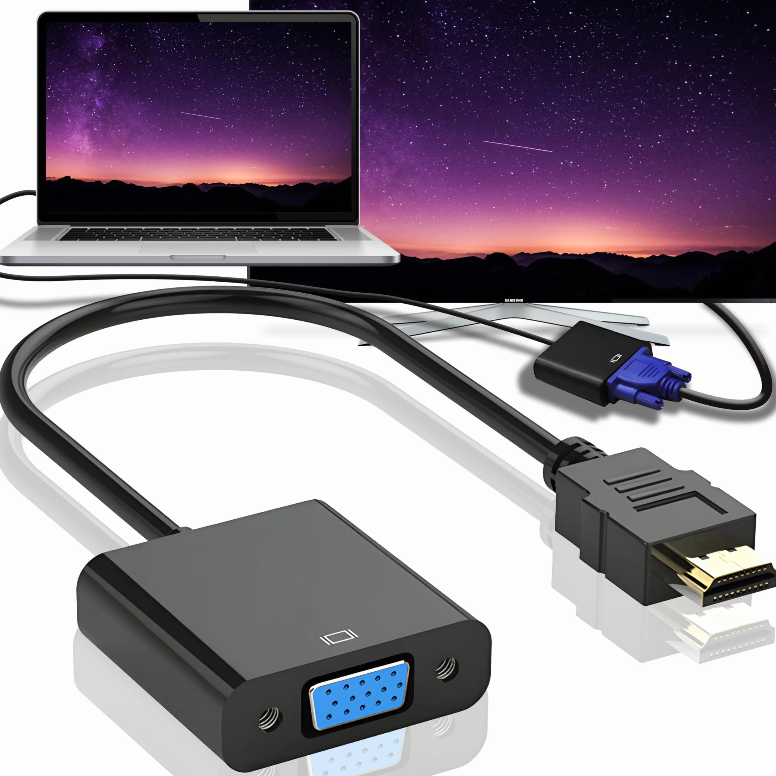 Retoo adapter HDMI na VGA konwerter 1080P HD czarny