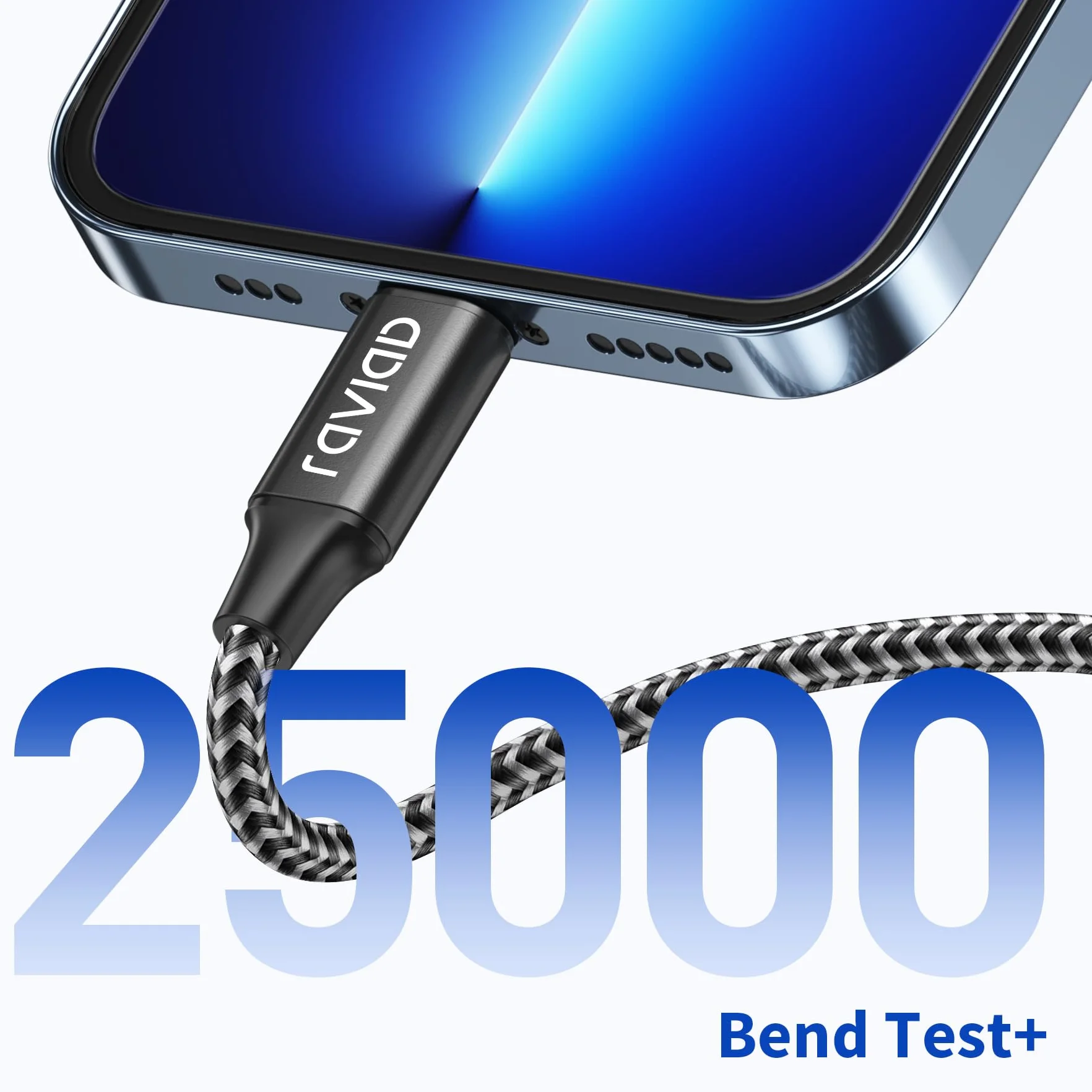 RAVIAD Kabel do ładowania iPhone 1 m MFi Pleciony nylonowy Lightning szybkie ładowanie