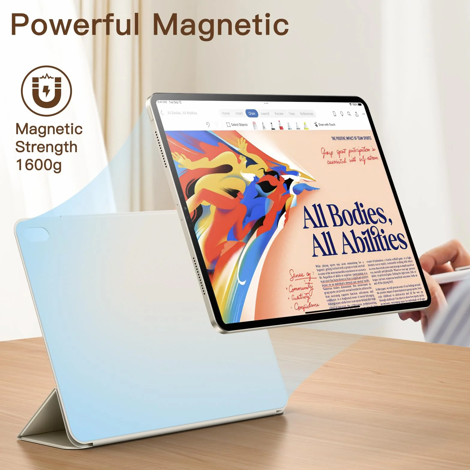 JETech Magnetic Etui dla iPad Air 11 Cala M4/M3/M2 (2026/2025/2024), iPad Air 5/4 (10,9 Cala, Model 2022/2020, 5/4 Generacja), iPad Pro 11 (2018), Mocowanie Magnetic Case (Księżycowa Poświata)