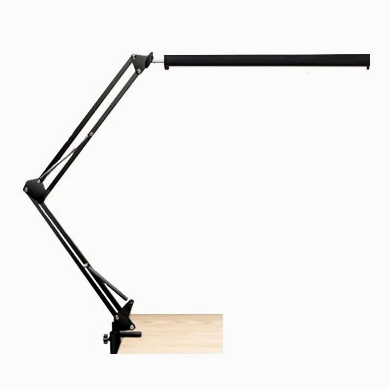Lampa biurkowa Lampa biurkowa LED z zaciskiem, metalowa lampa wysięgnikiem, składana lampka do czytania chroniąca oczy, 3 tryby kolorów i płynne przyciemnianie, używana w biurze domowym