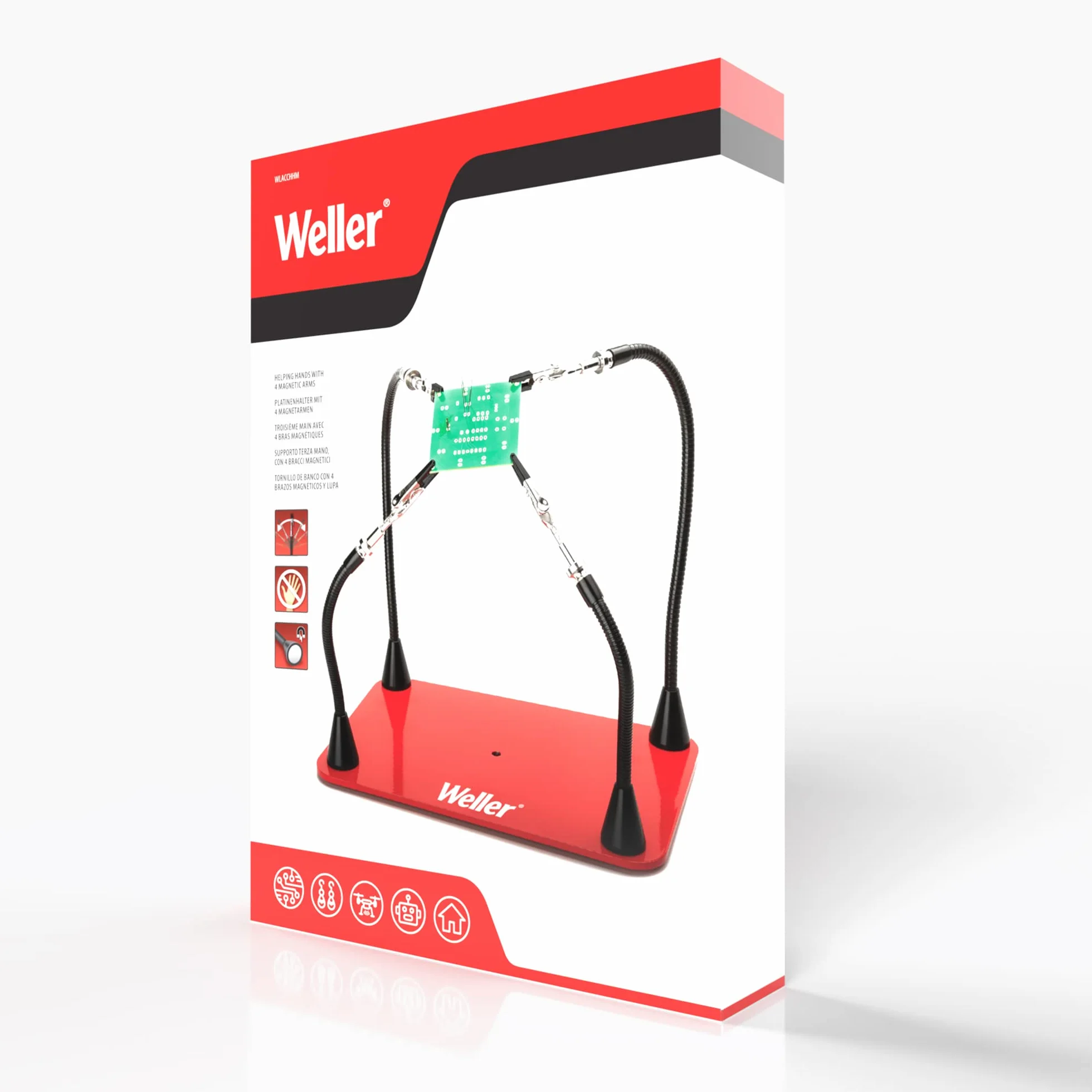 Weller WLACCHHM-02EU Pomóż dłoniom z 4 ruchomymi i regulowanymi magnetycznymi ramionami do wielu konfiguracji