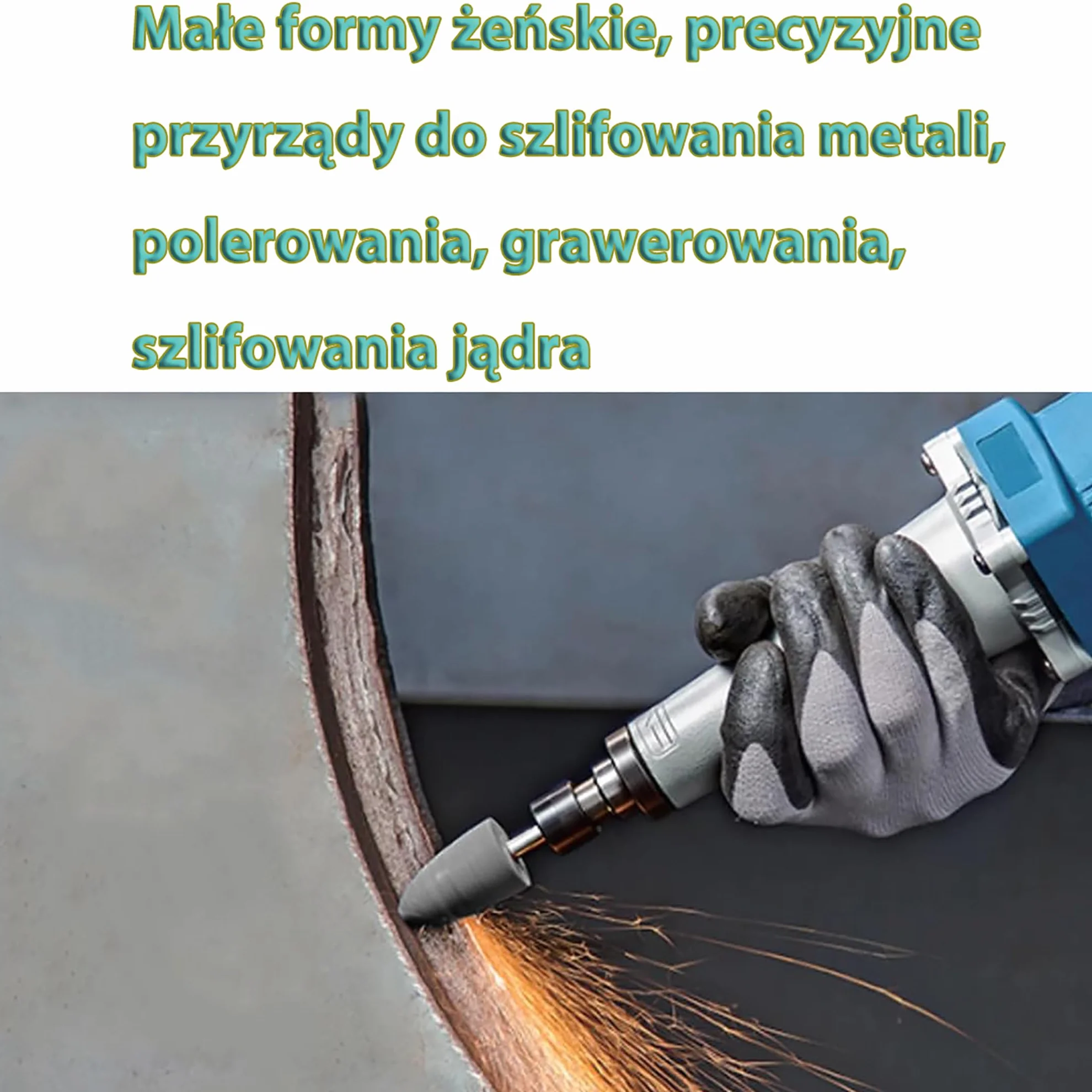 6szt Głowice Szlifierskie Chromowo-Korundowe HEX 3mm do Precyzyjnego Szlifowania