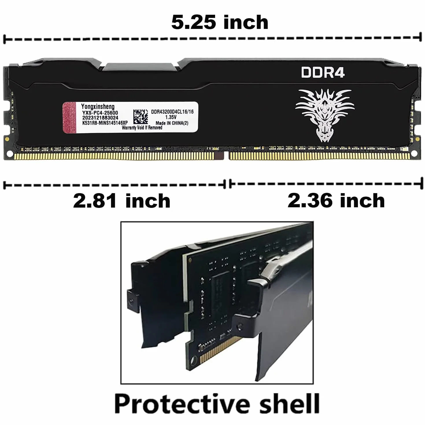 Yongxinsheng Zestaw DDR4 3200 MHz 32 GB (2 x 16 GB) Desktop RAM PC4-25600 XMP 2.0 UDIMM CL16