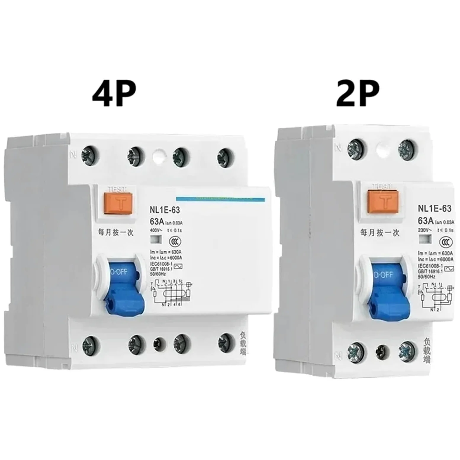 Elektroniczny wyłącznik różnicowoprądowy 6KA 30MA NL1E-631P+N 3P+N 2P 4PELCBRCCB (4P, 40A) 1 szt