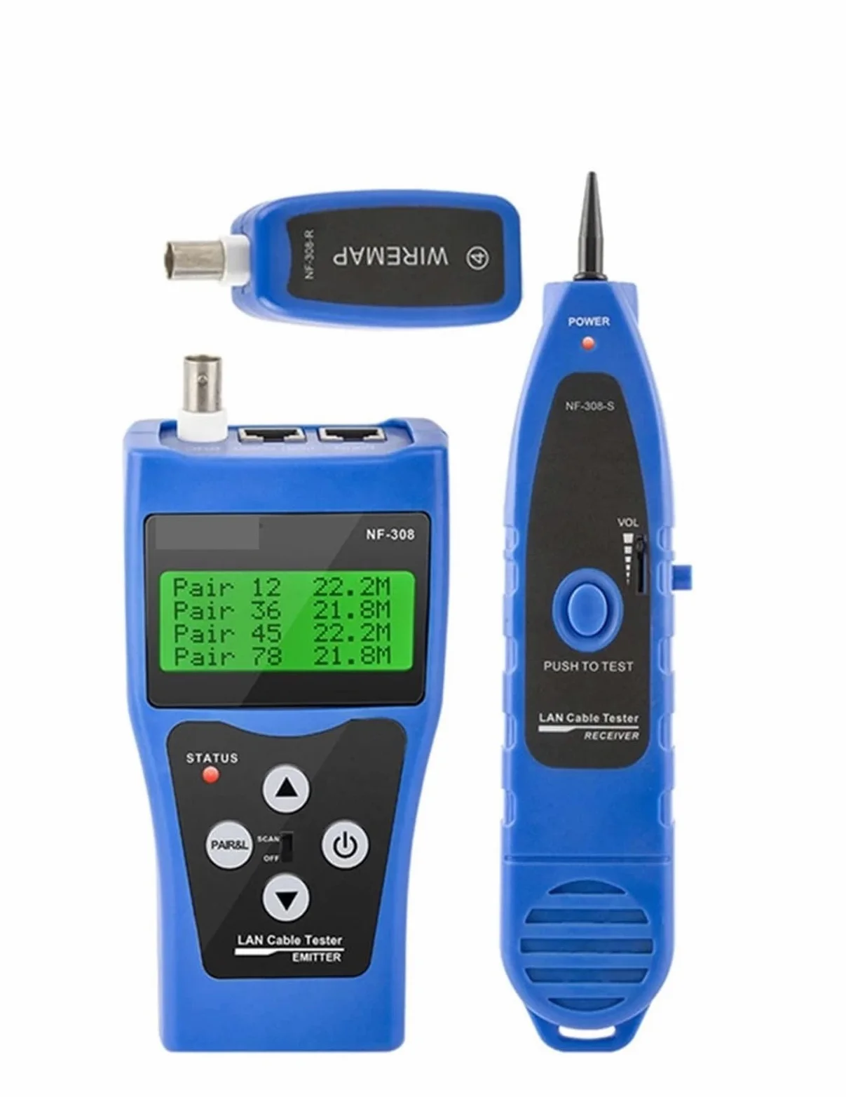 Lokalizator linii Tester kabli sieciowych RJ45 RJ11 Lokalizator kabli Pomiar długości Tester mapy połączeń Wyświetlacz LCD Narzędzia do testowania sieci