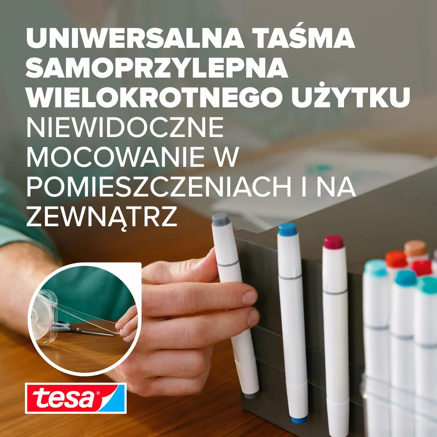 tesa Uniwersalna taśma Nano – przezroczysta, dwustronna taśma klejąca, łatwa do usunięcia i ponownego użytku, odporna na warunki atmosferyczne, do użytku wewnątrz i na zewnątrz, 1 rolka – 3 m x 30 mm