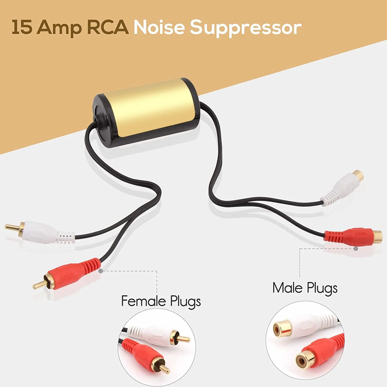 Filtr szumów radia audio, tłumik szumów 15 A, stereo, redukcja szumów, przeciwzakłóceniowy, wzmacniacz audio, filtr pętli uziemienia, izolator szumów do samochodowego systemu audio