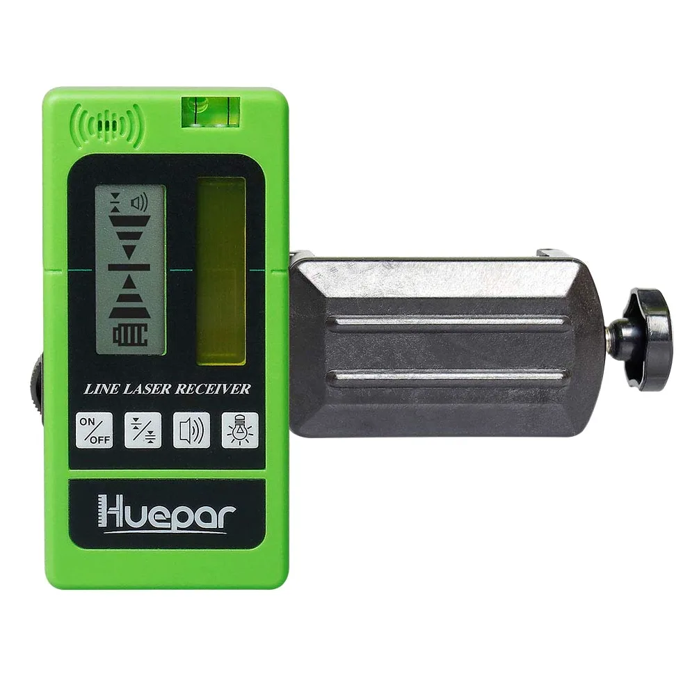 Huepar LR-5RG Laserdetektor für Puls-Kreuzlinienlaser, für Rote und Grüne Laserstrahlen bis zu 50m, Beidseitig Beleuchtete LCD-Displays mit Genauigkeitseinstellungen, Automatischer Abschaltzeit