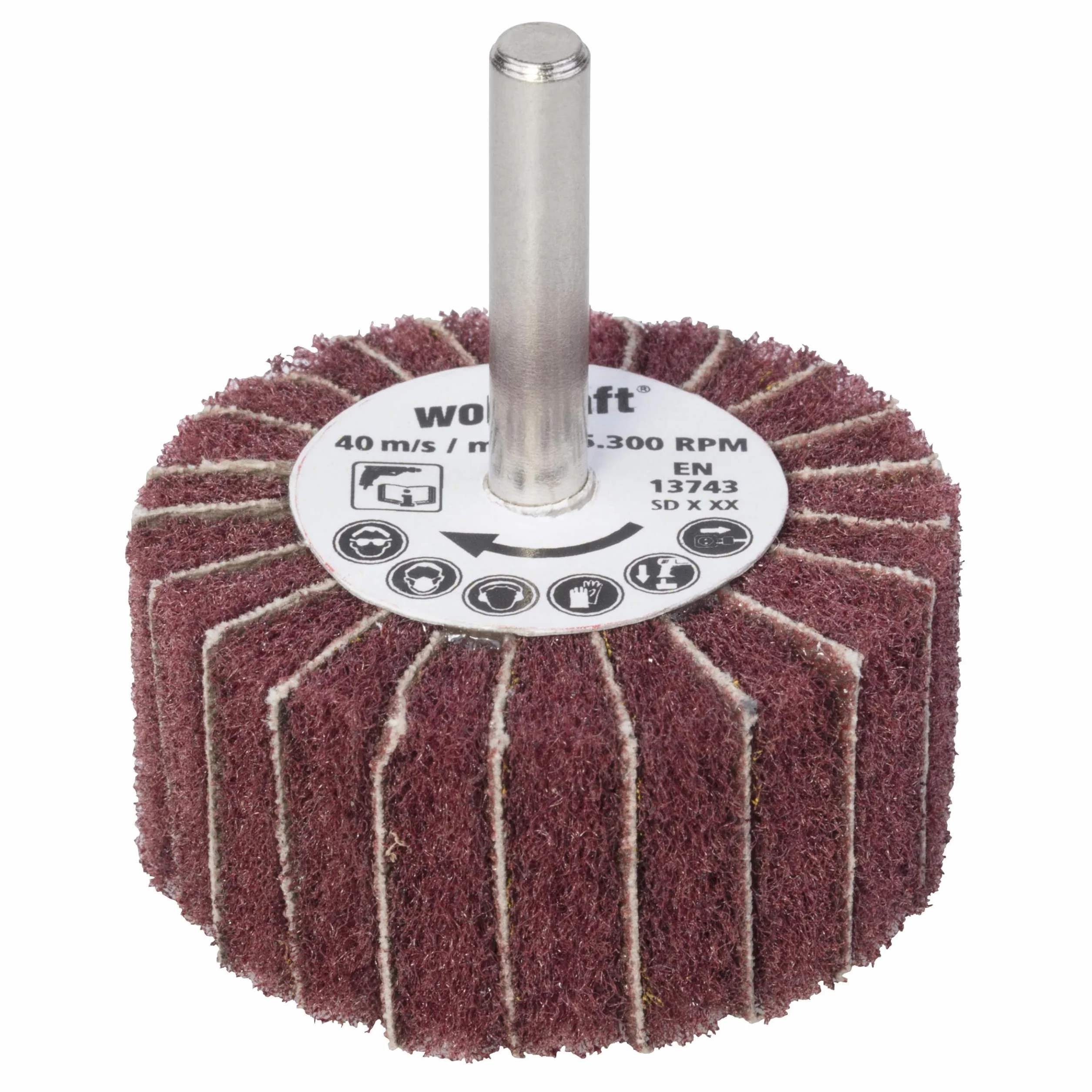 Wolfcraft 2032000 50 x 25 mm Mop polerujący z płatkami o ziarnistości 150