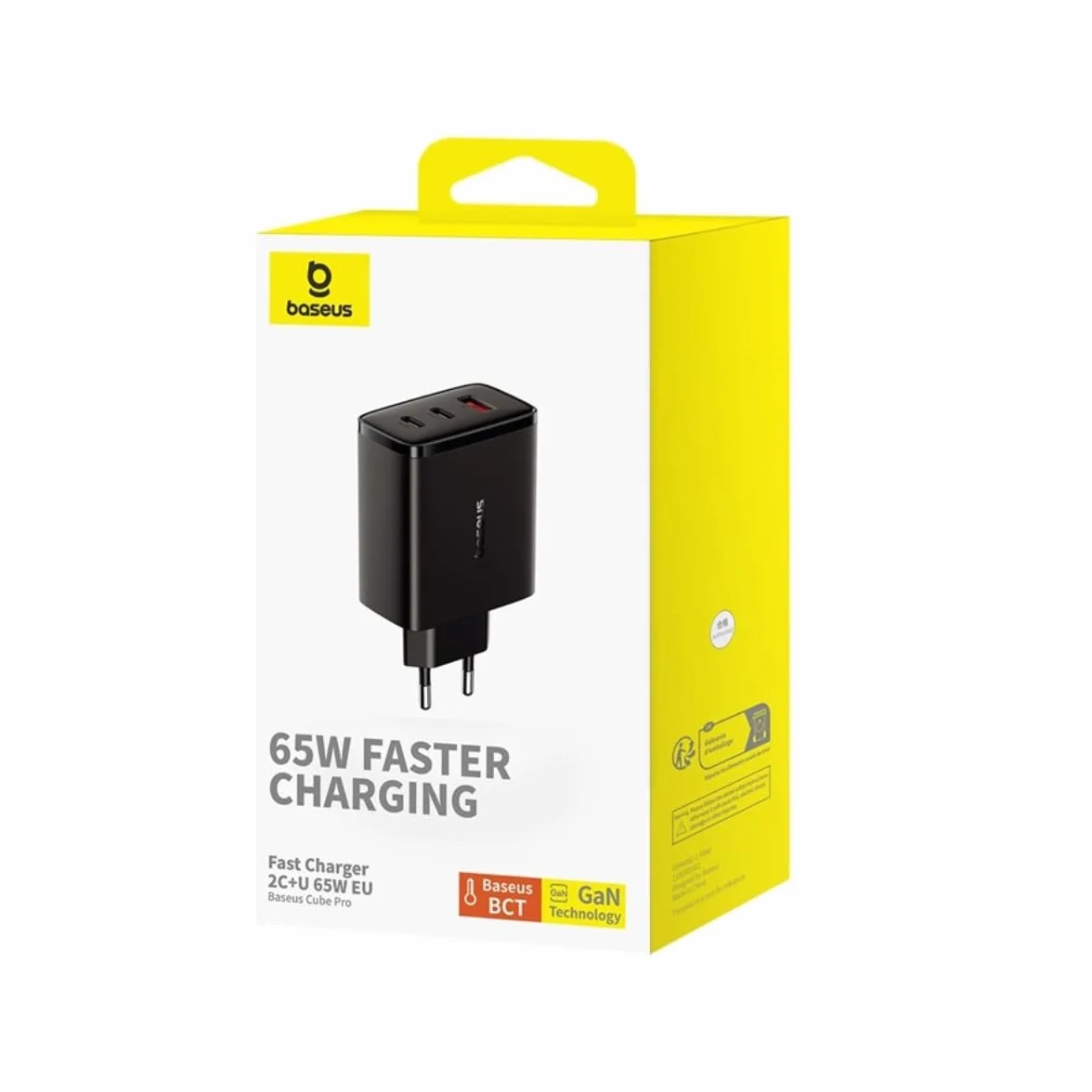 Baseus Travel Charger Cube Pro GaN Quick Charger 65W C+C+U Black EU