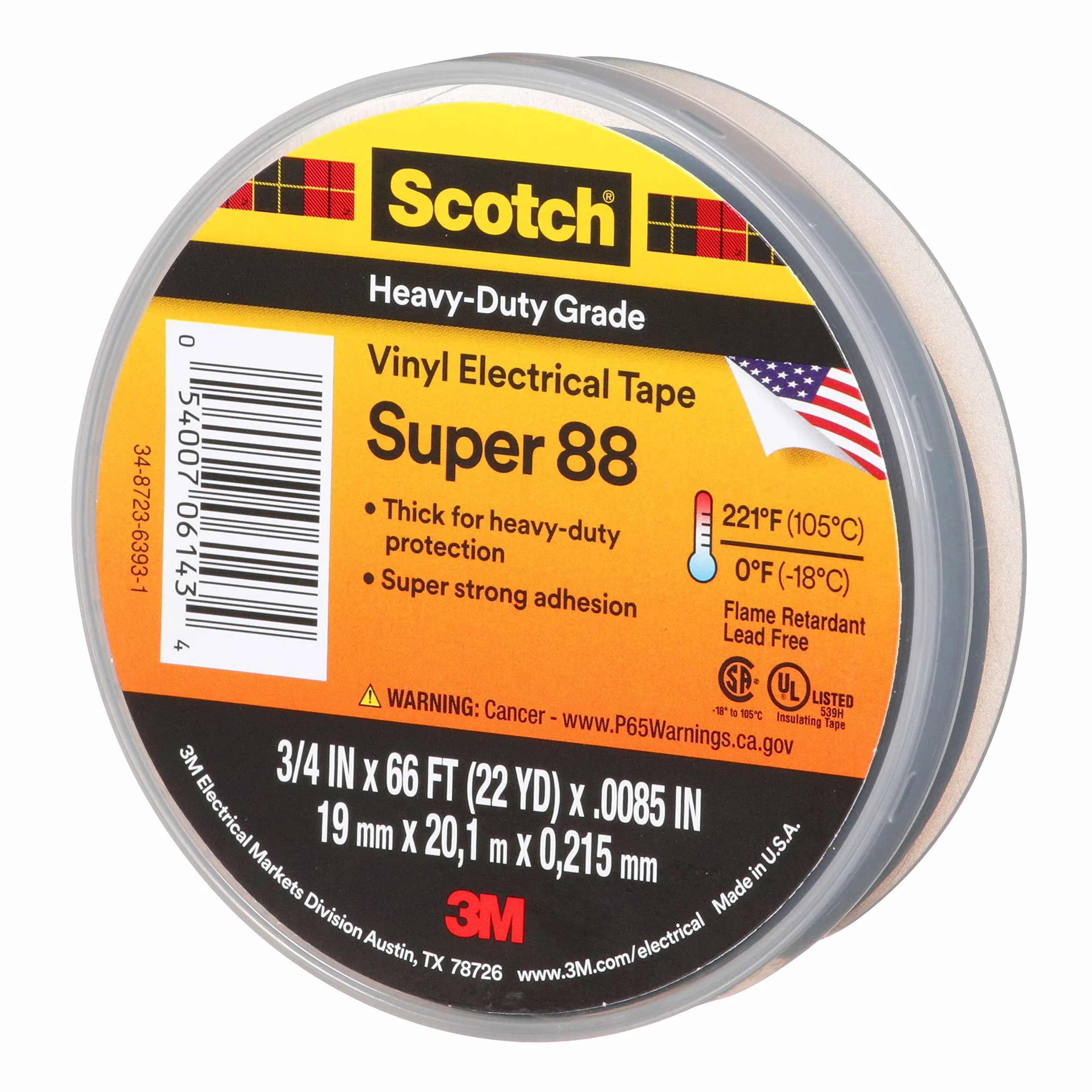 3M 80610833867 88 Scotch super profesjonalna taśma elektryczna, winyl, 19 mm x 20 m