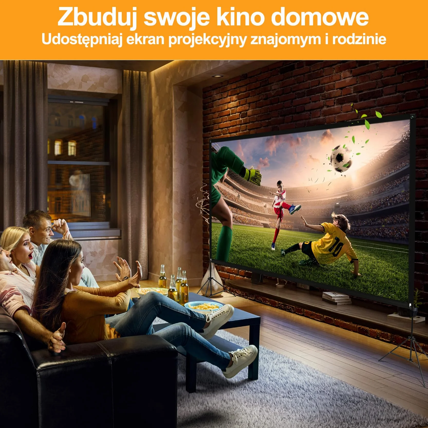 VISULAPEX 100" Ekran do wideoprojektora składany 4K HD 16:9 na stojaku z torbą