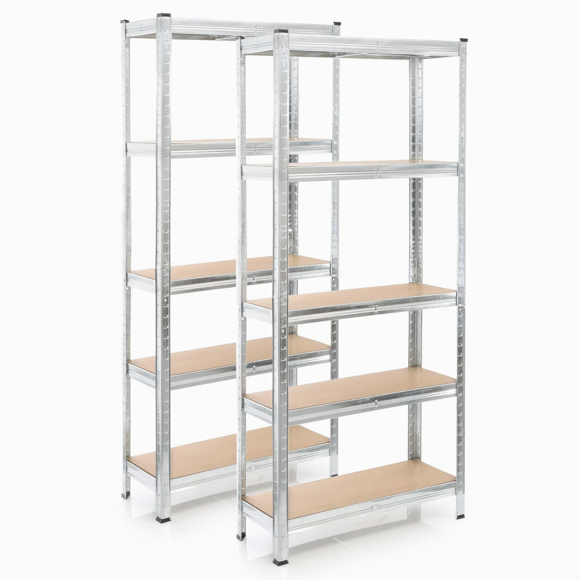 Wiltec 2x Regał magazynowy z ocynkowanej stali 75 x 30 x 174 cm, regał garażowy do 875 kg z montażem bez narzędzi, regał do piwnicy i magazynu