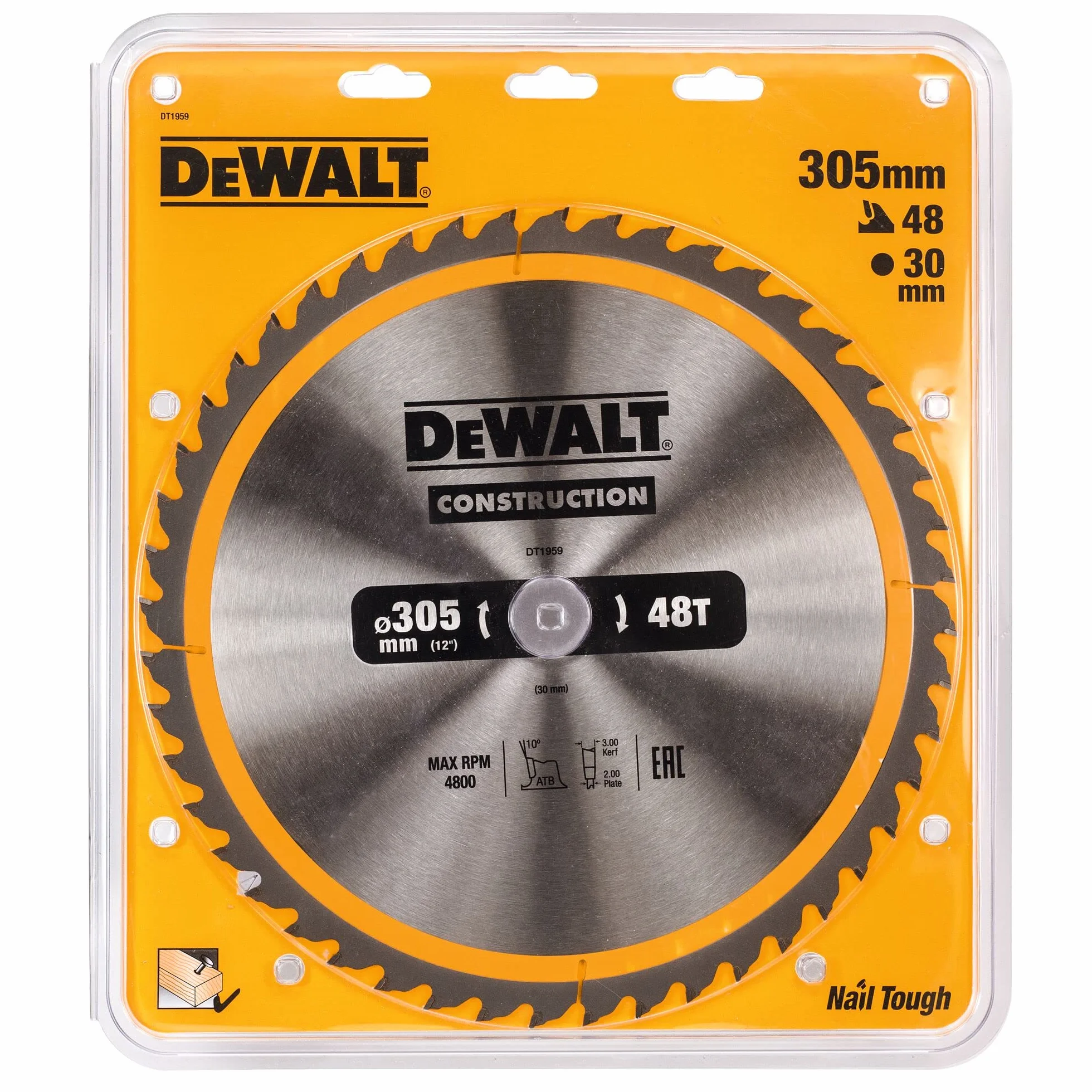 Dewalt DT1959-QZ Brzeszczot piły tarczowej, żółto-czarny 305 x 30 mm x 48 T