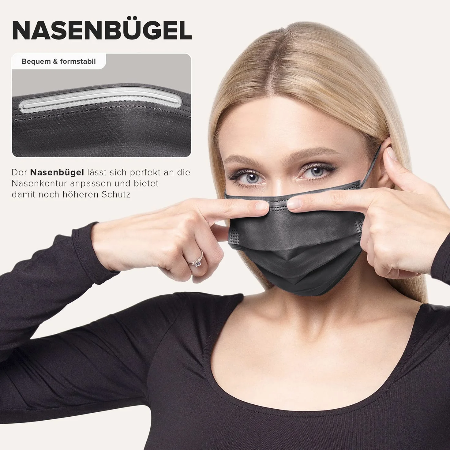 HARD 50 x maska chirurgiczna | Made in Germany | Oeko-Tex Standard 100 | medyczna ochrona jamy ustnej | MNS typ II | wysokiej jakości ochrona dróg oddechowych | 3-warstwowe | jednorazowe maski na