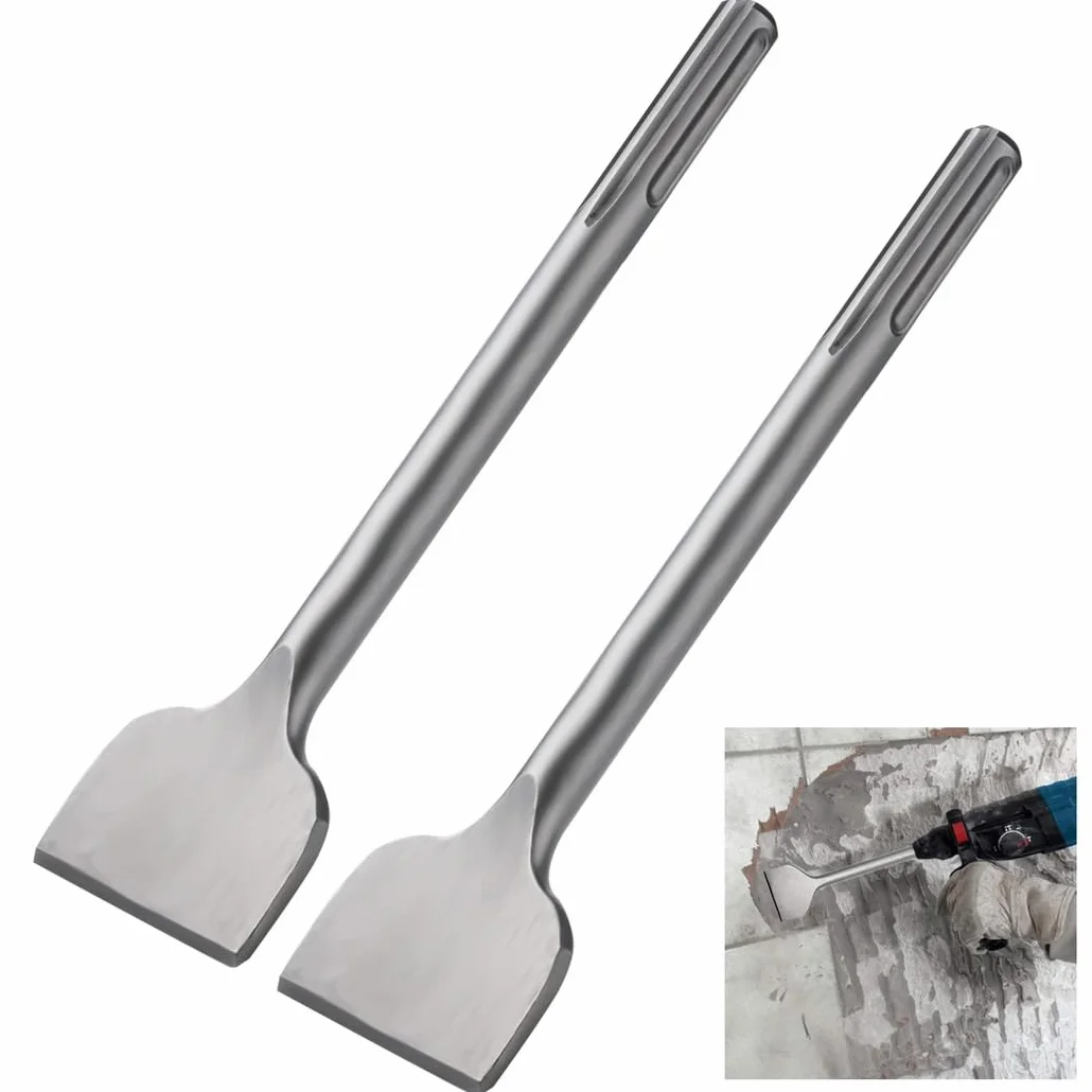 Dłuta do płytek 2 szt., szerokie dłuta łopatkowe do chwytu wiertarki udarowej, 38 cm x 2,241 cm 40Cr płaskie dłuta ze stali chromowej do ceramiki, cementu, ściany z cegły, kamienia