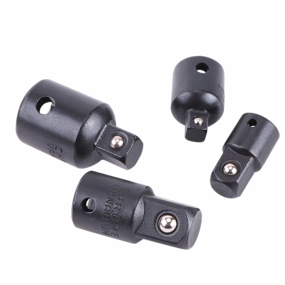 4 szt. gniazda śrubokręt konwerter reduktor zestaw czarny klucz nasadowy adaptery 1/2", 3/8", 1/4"