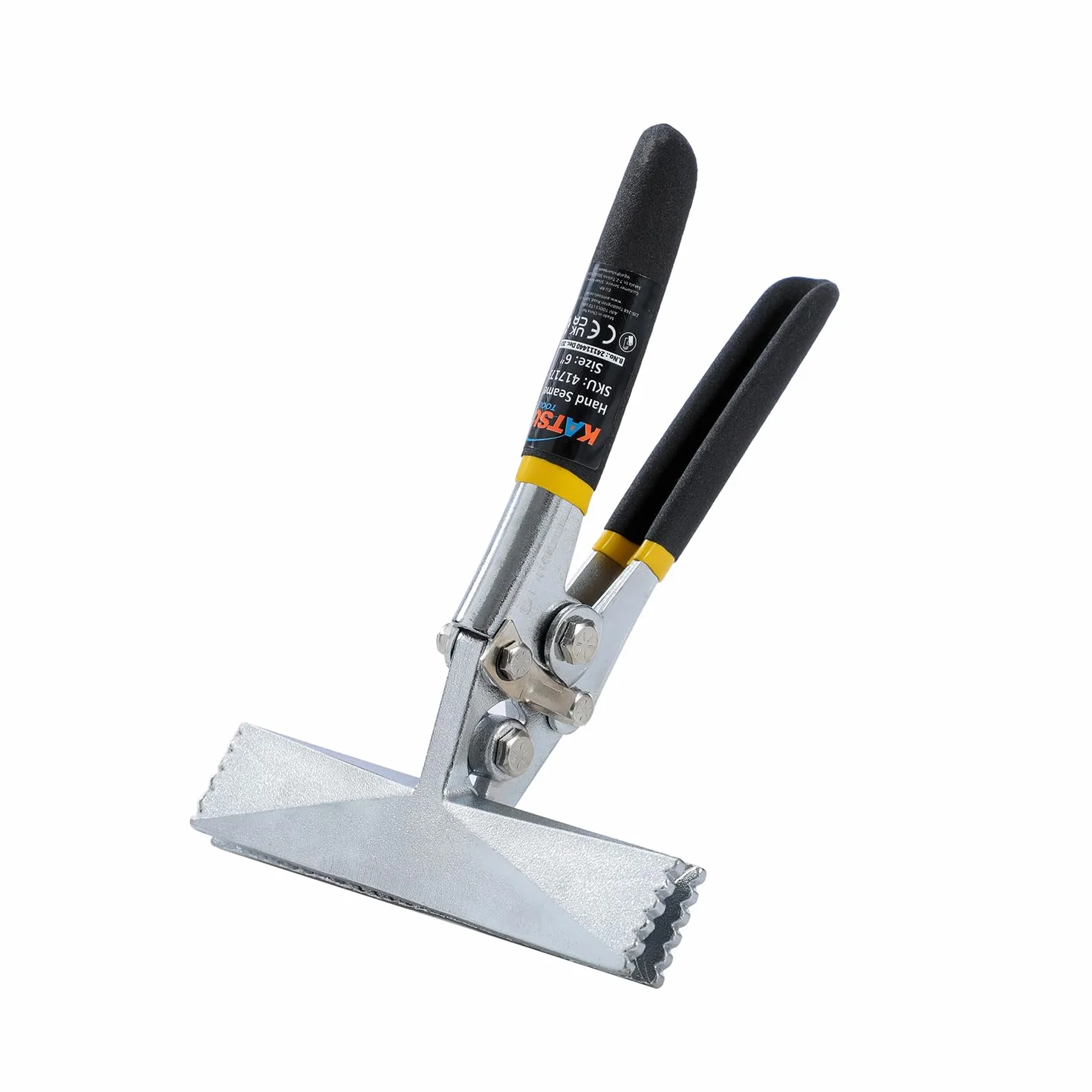 KATSU 417173 zszywacz ręczny do blachy 15 cm, wielofunkcyjne proste szczypce do gięcia blachy, narzędzie do gięcia ręcznego, z antypoślizgowym uchwytem, 417173
