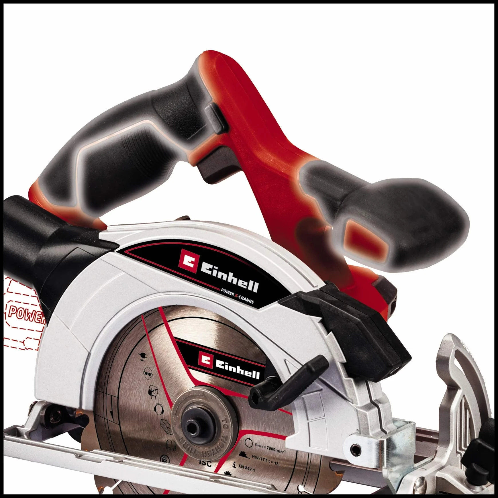 Einhell Akumulatorowa pilarka tarczowa TE-CS 18/165-1 Li-Solo Power X-Change (18 V, Li-ion, Ø165 x Ø20 mm, beznarzędziowa regulacja głębokości cięcia + kąta nachylenia, bez akumulatora i ładowarki)