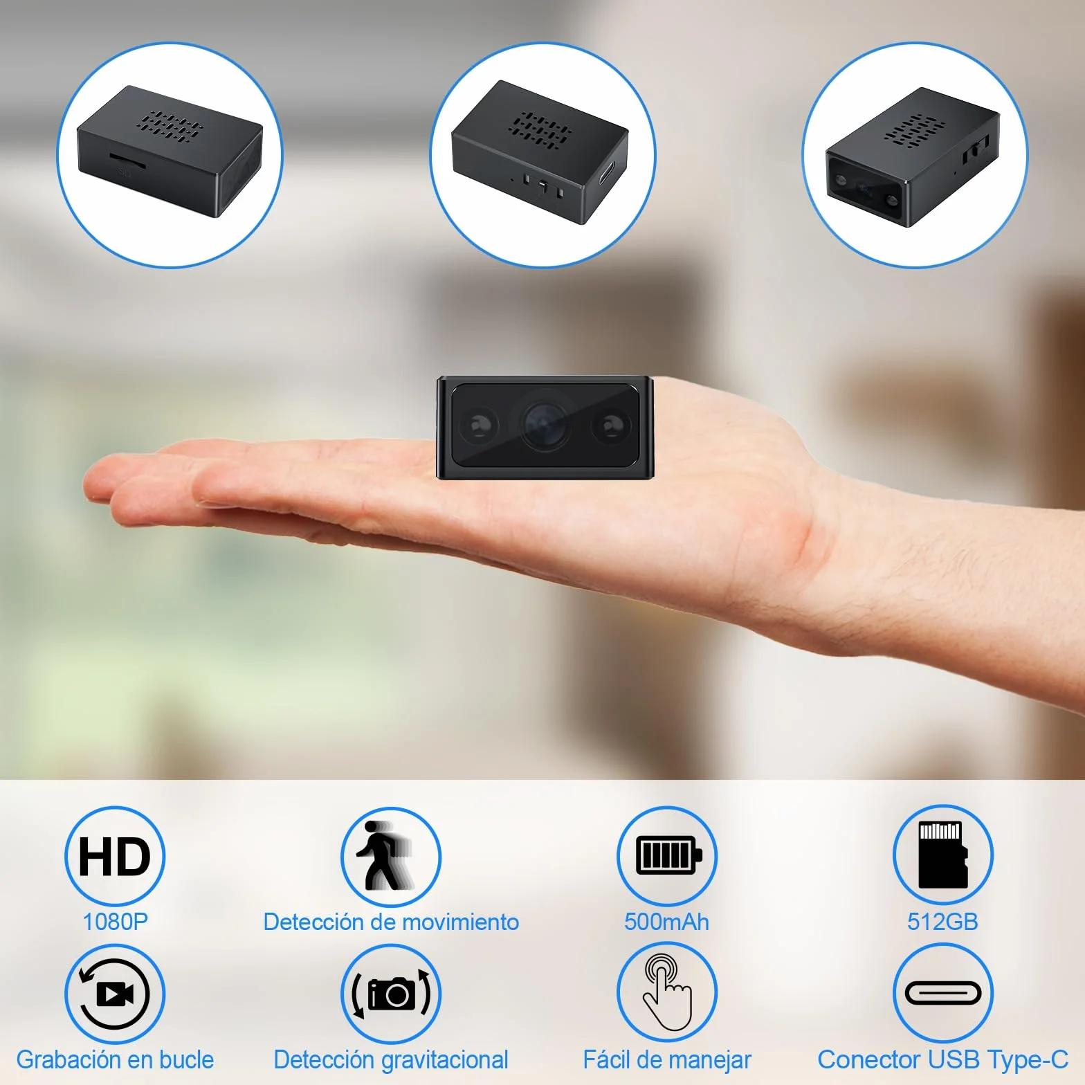 Ukryta kamera szpiegowska, kamera HD 1080p, kamera monitorująca do domu i biura z automatycznym noktowizorem, wykrywaniem ruchu, czujnikiem grawitacji bez WIFI