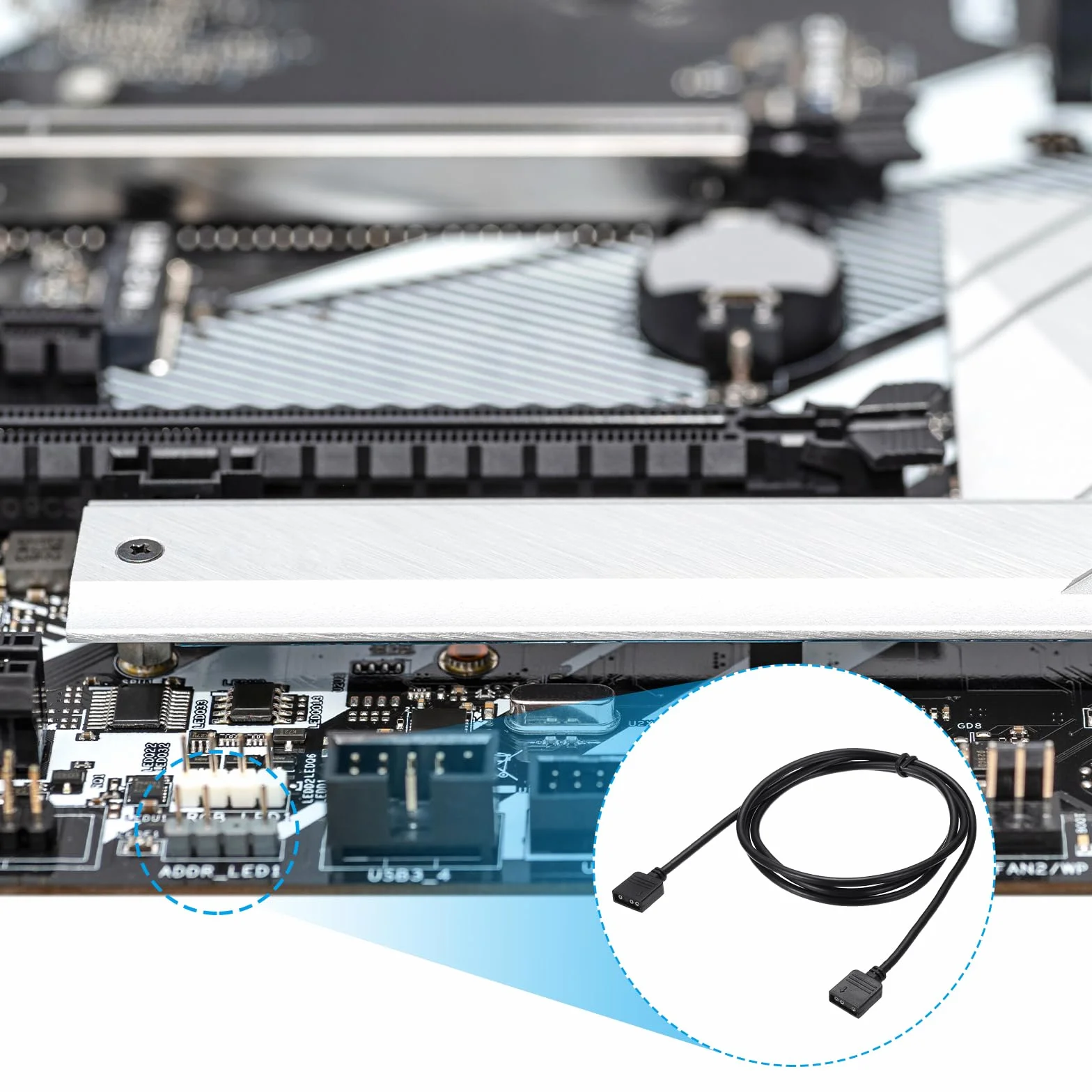 QUARKZMAN Kabel przedłużający ARGB 5V 39" 3-pinowy Żeński na żeński do wentylatora PC LED, czarny