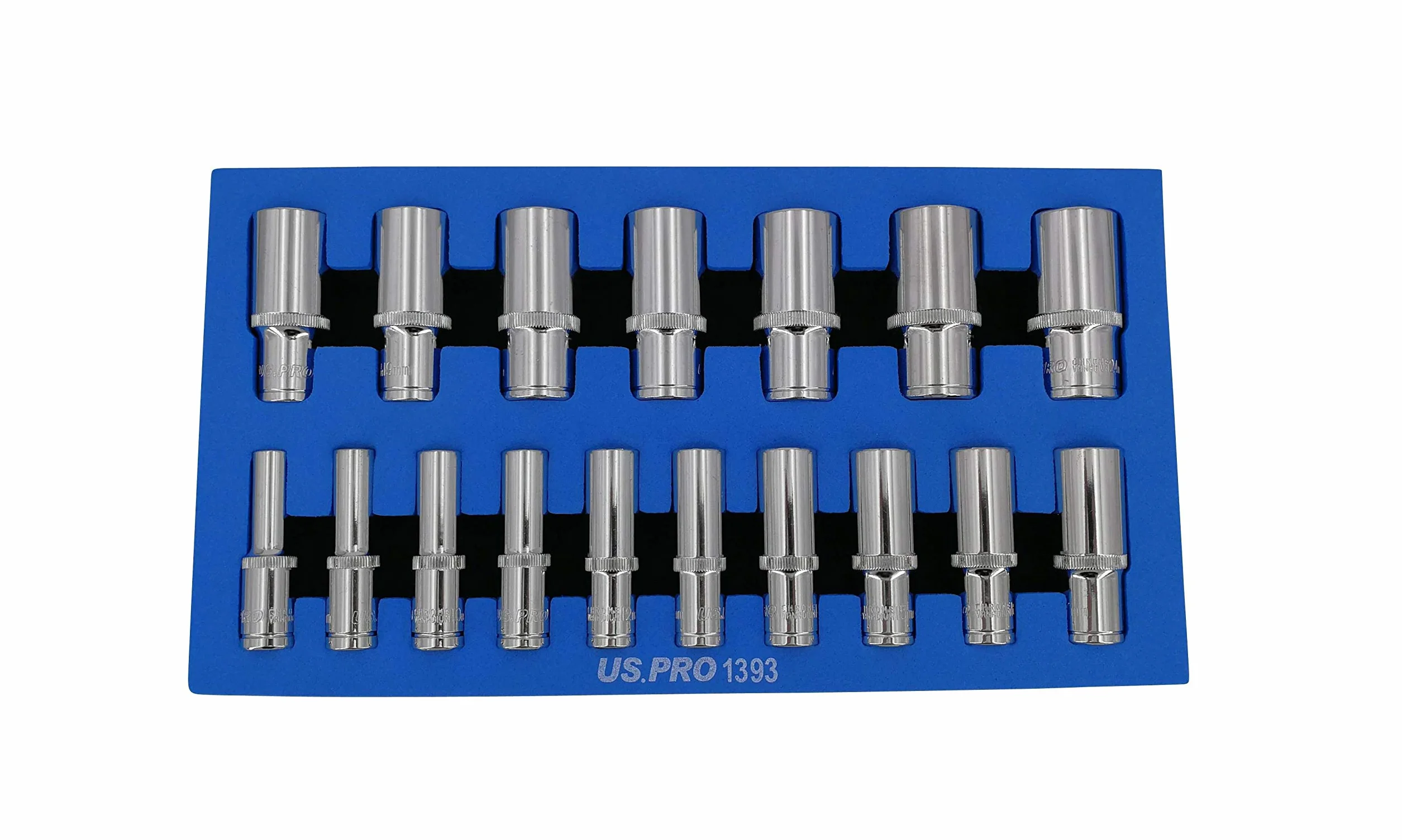 US PRO 8-24 mm dwunastokątne 3/8" nakrętki nasadowe długie nakrętki zestaw kluczy