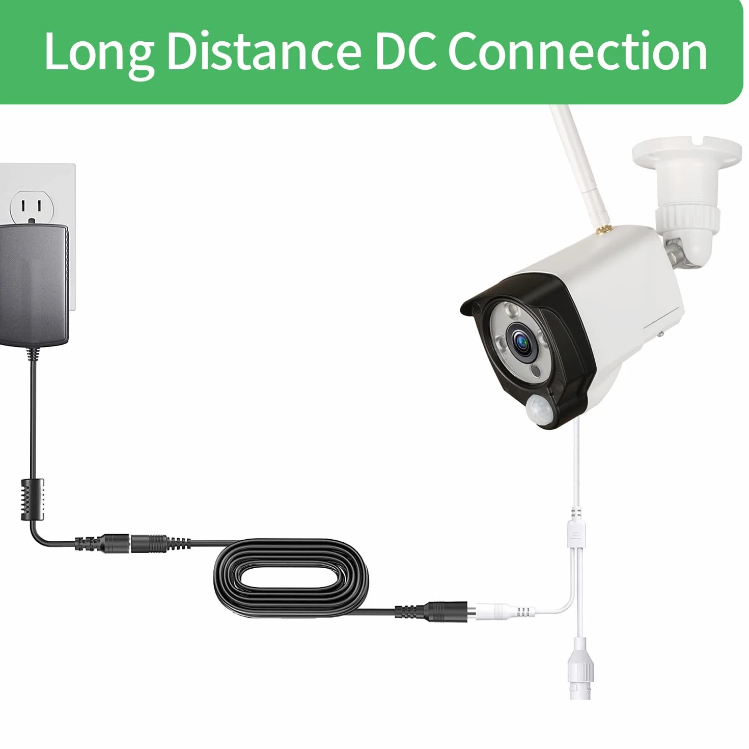 Przedłużacz DC 5-24V 1m wtyczka 5,5mm x 2,1mm do kamery CCTV taśmy LED czarny